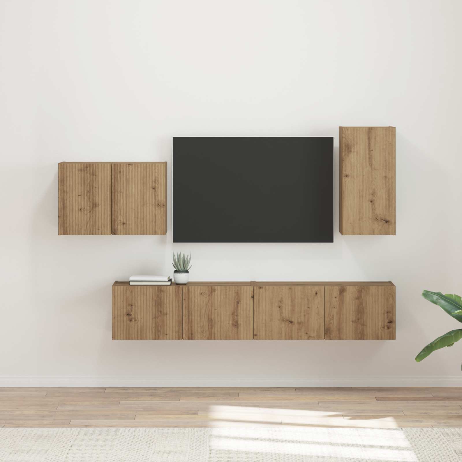 TV sieninio kabineto komplektas 4 pcs Amatininkų ąžuolas
