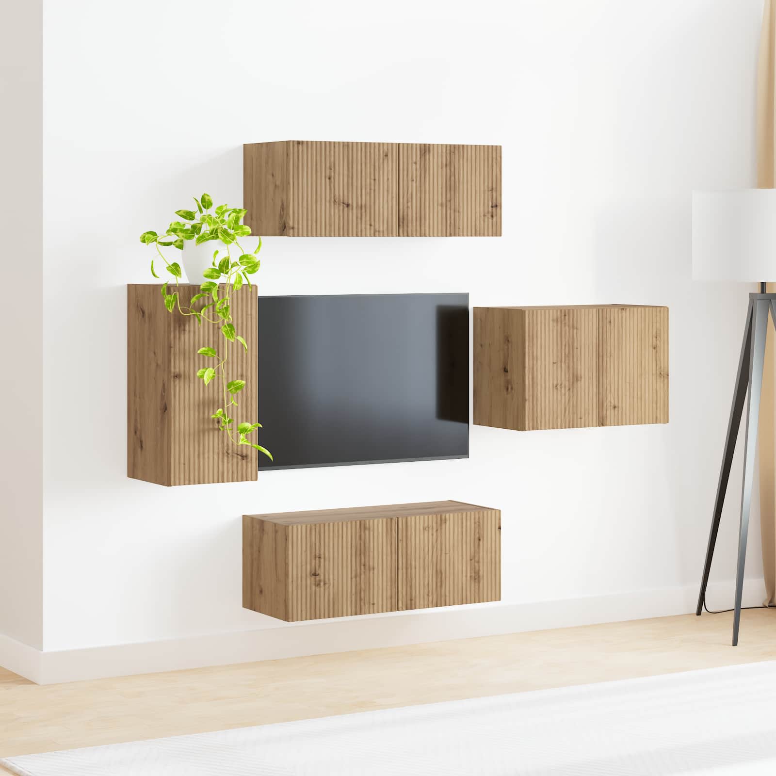 TV sieninio kabineto komplektas 4 pcs Amatininkų ąžuolas