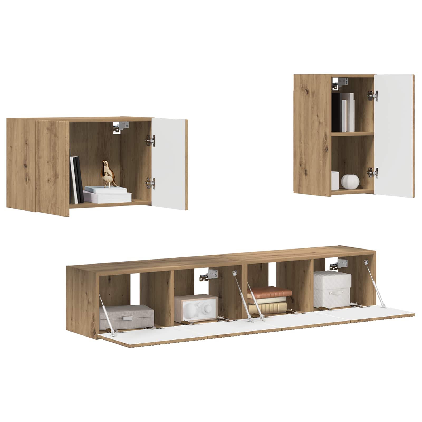 TV sieninio kabineto komplektas 4 pcs Amatininkų ąžuolas
