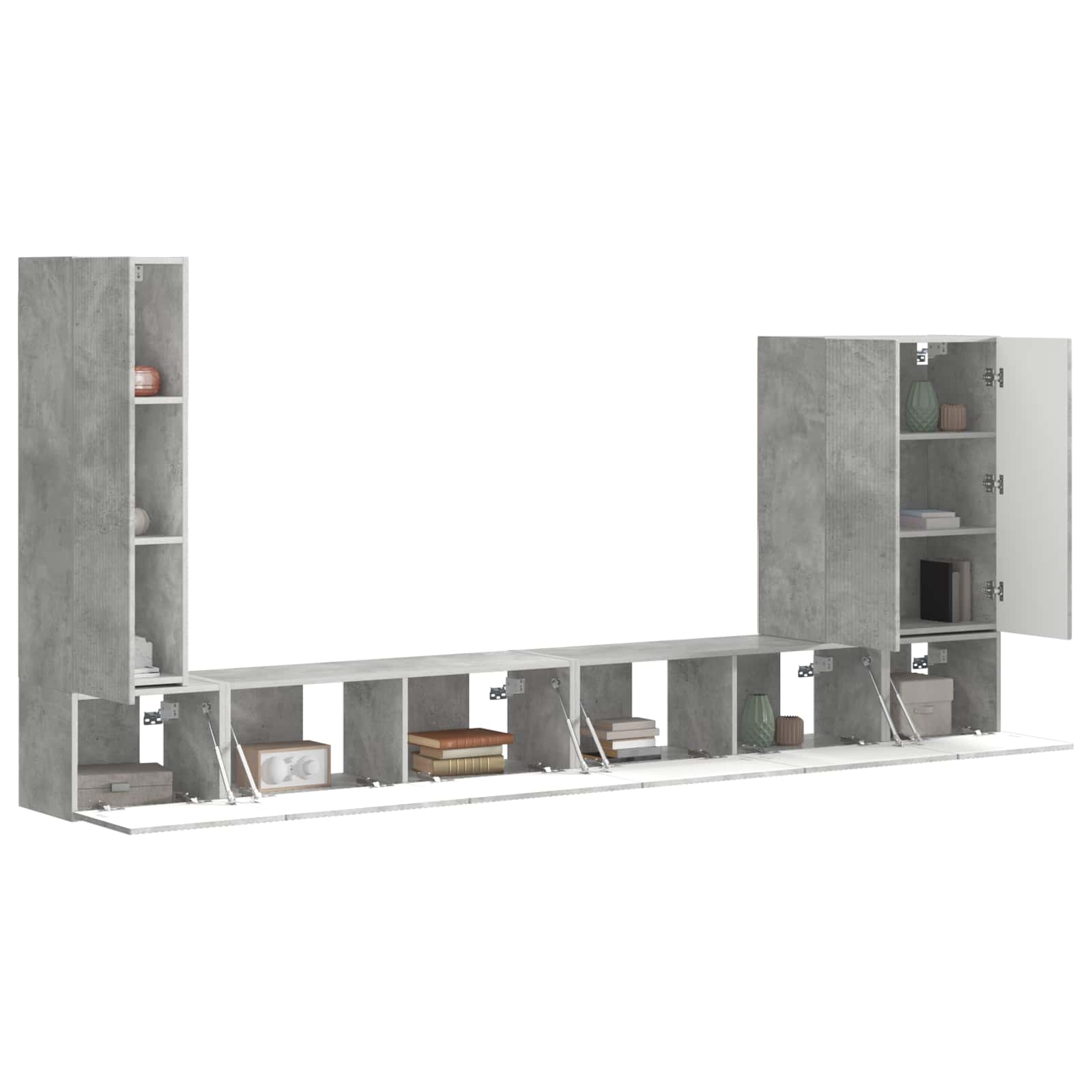 TV sieninio kabineto komplektas 6 pcs Betono pilka