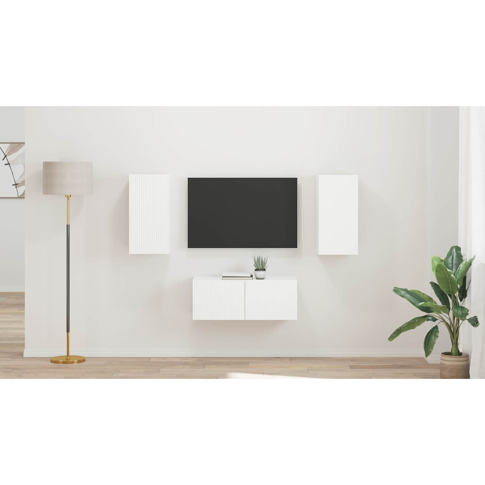 TV spintelių komplektas 2 pcs Balta Apdirbta mediena