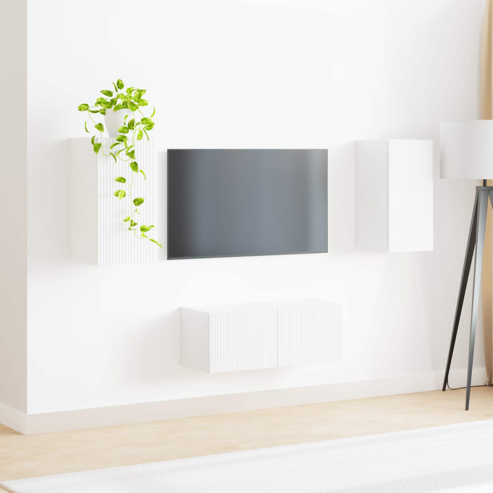 TV skapju komplekts 2 gab. Spīdīgi balts