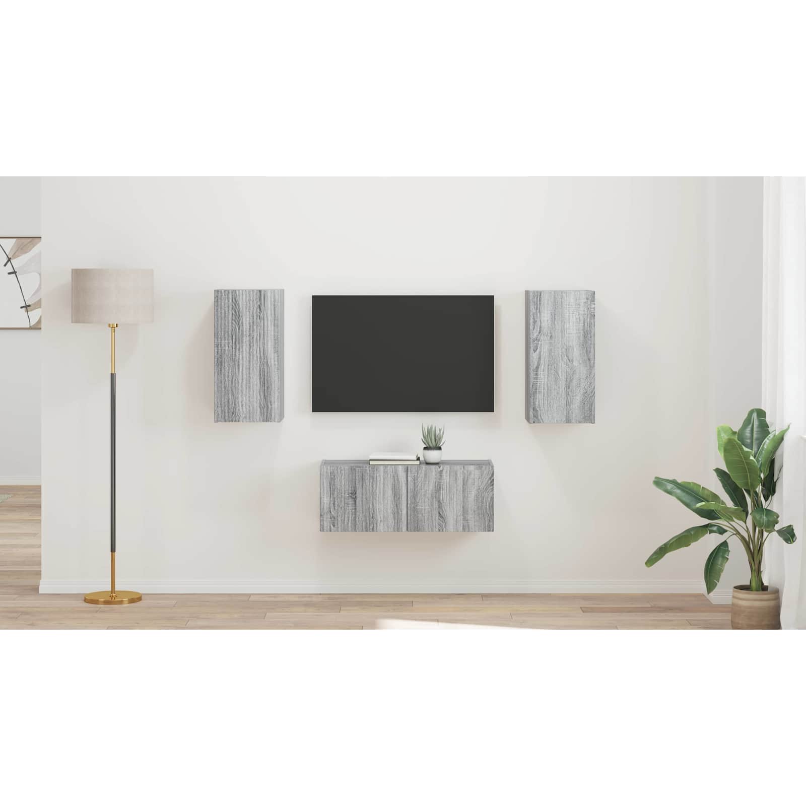 TV spintelių komplektas 2 pcs Pilkas Sonoma Apdirbta mediena