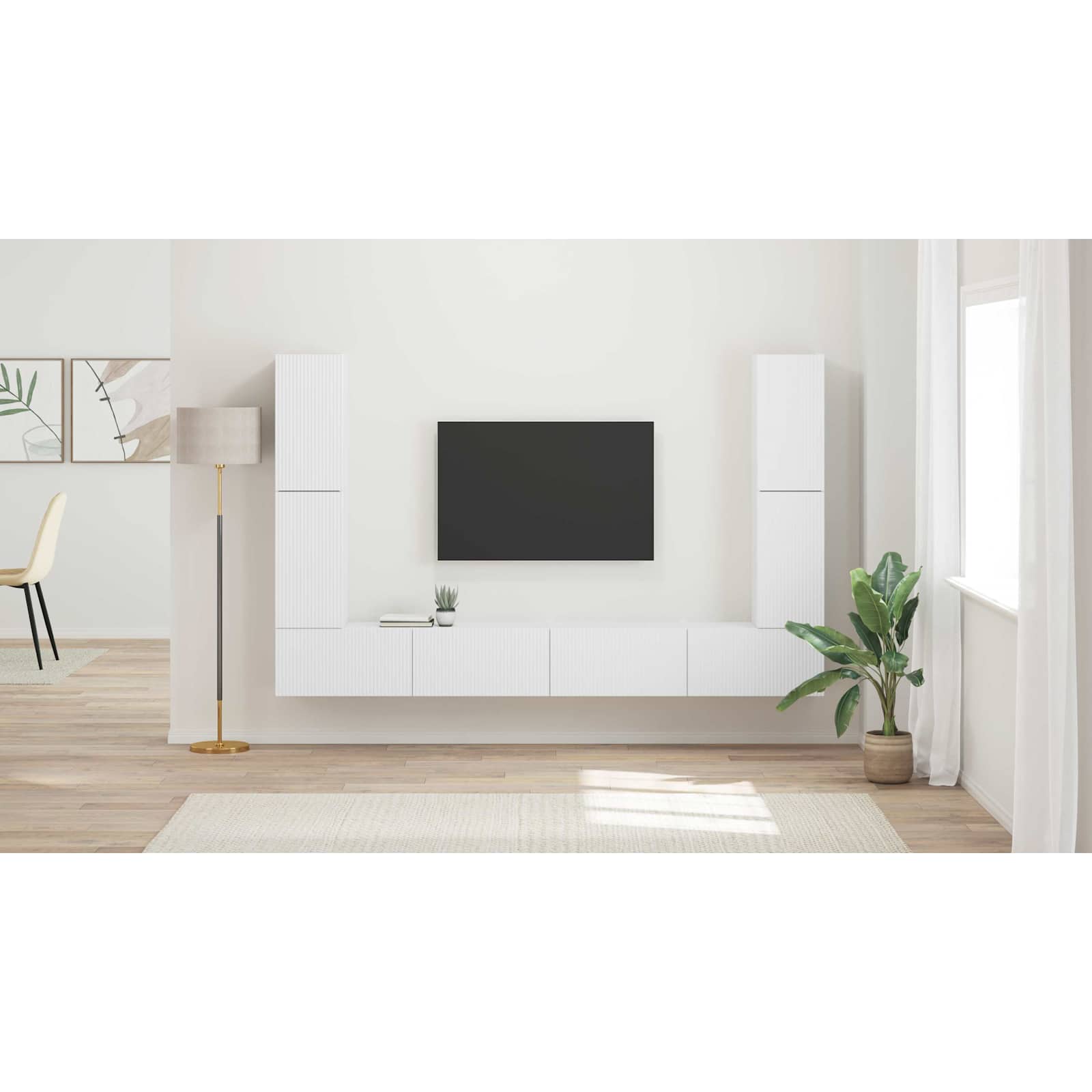 TV spintelių komplektas 2 pcs Balta Apdirbta mediena