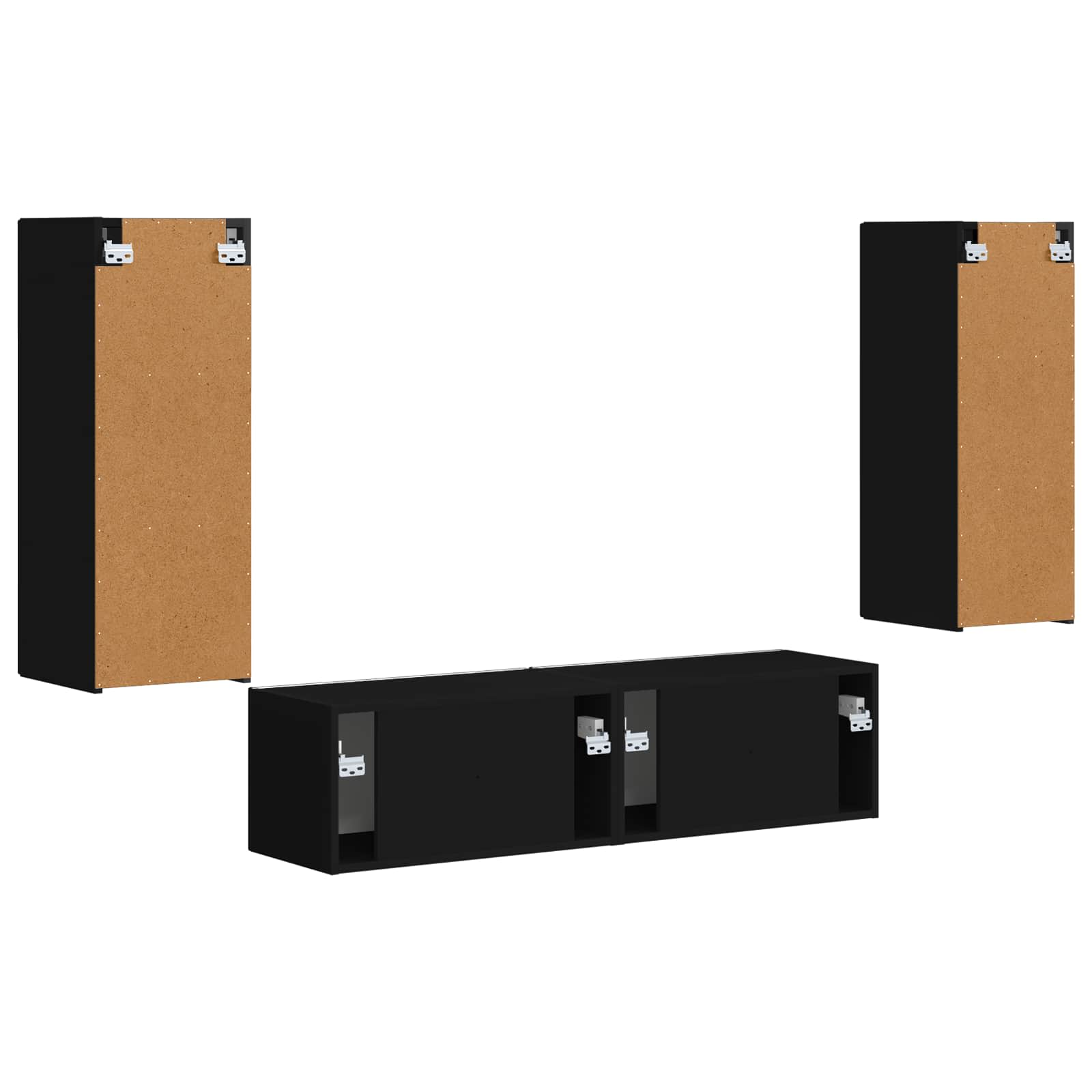 TV spintelių komplektas 2 pcs Juoda Apdirbta mediena