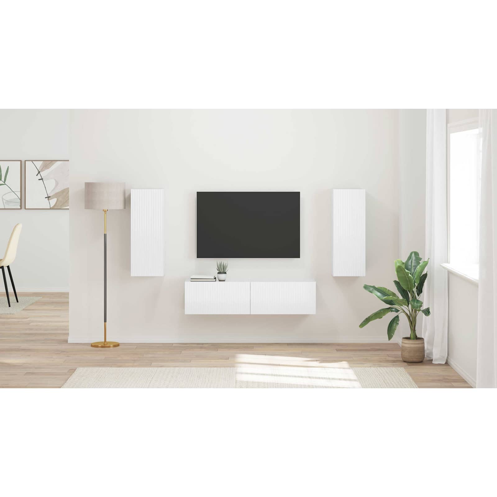 TV spintelių komplektas 2 pcs Aukštai blizganti balta