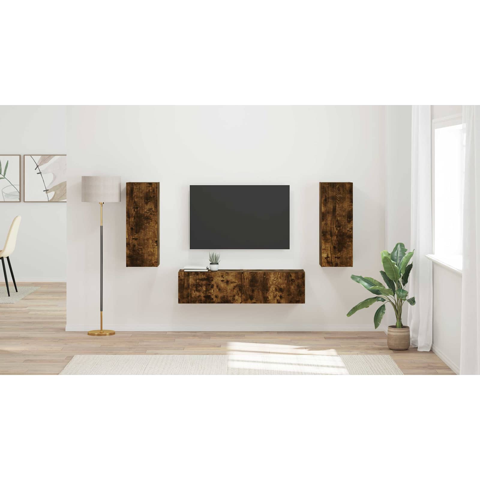 TV Cabinet Set 2 pcs Smoked Oak Engineered Wood