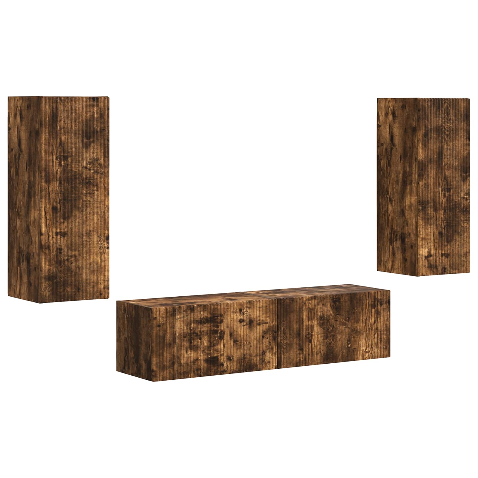 TV Cabinet Set 2 pcs Smoked Oak Engineered Wood