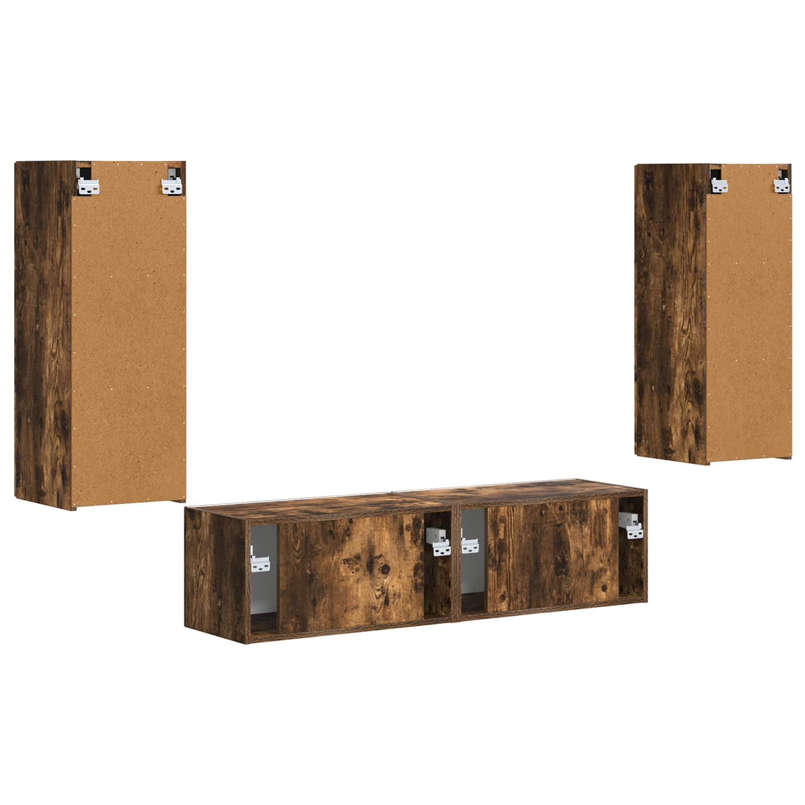 TV Cabinet Set 2 pcs Smoked Oak Engineered Wood