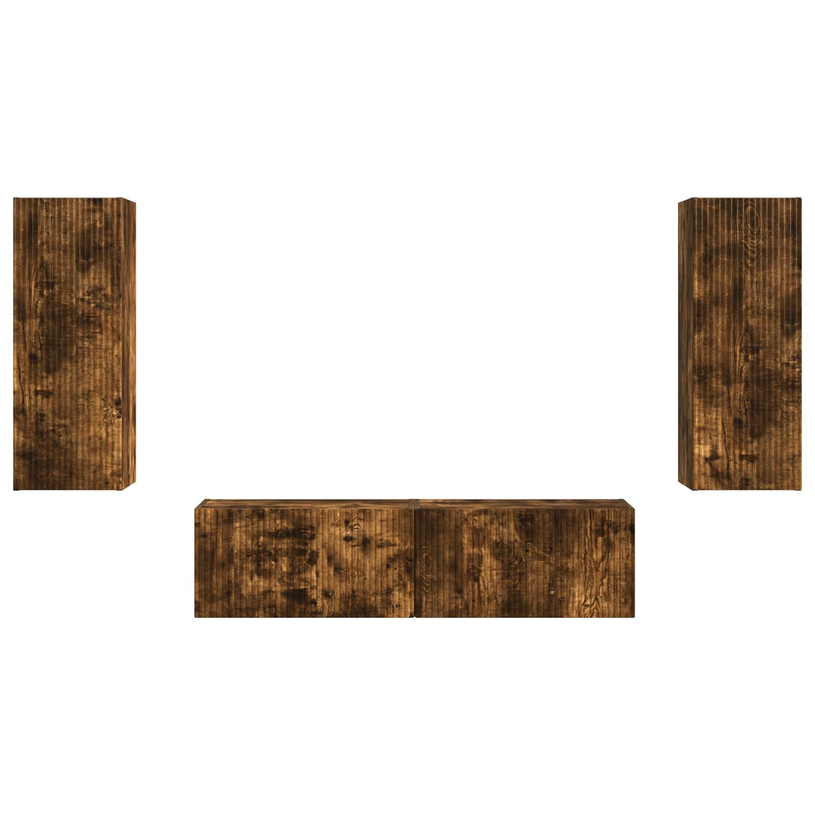 TV Cabinet Set 2 pcs Smoked Oak Engineered Wood