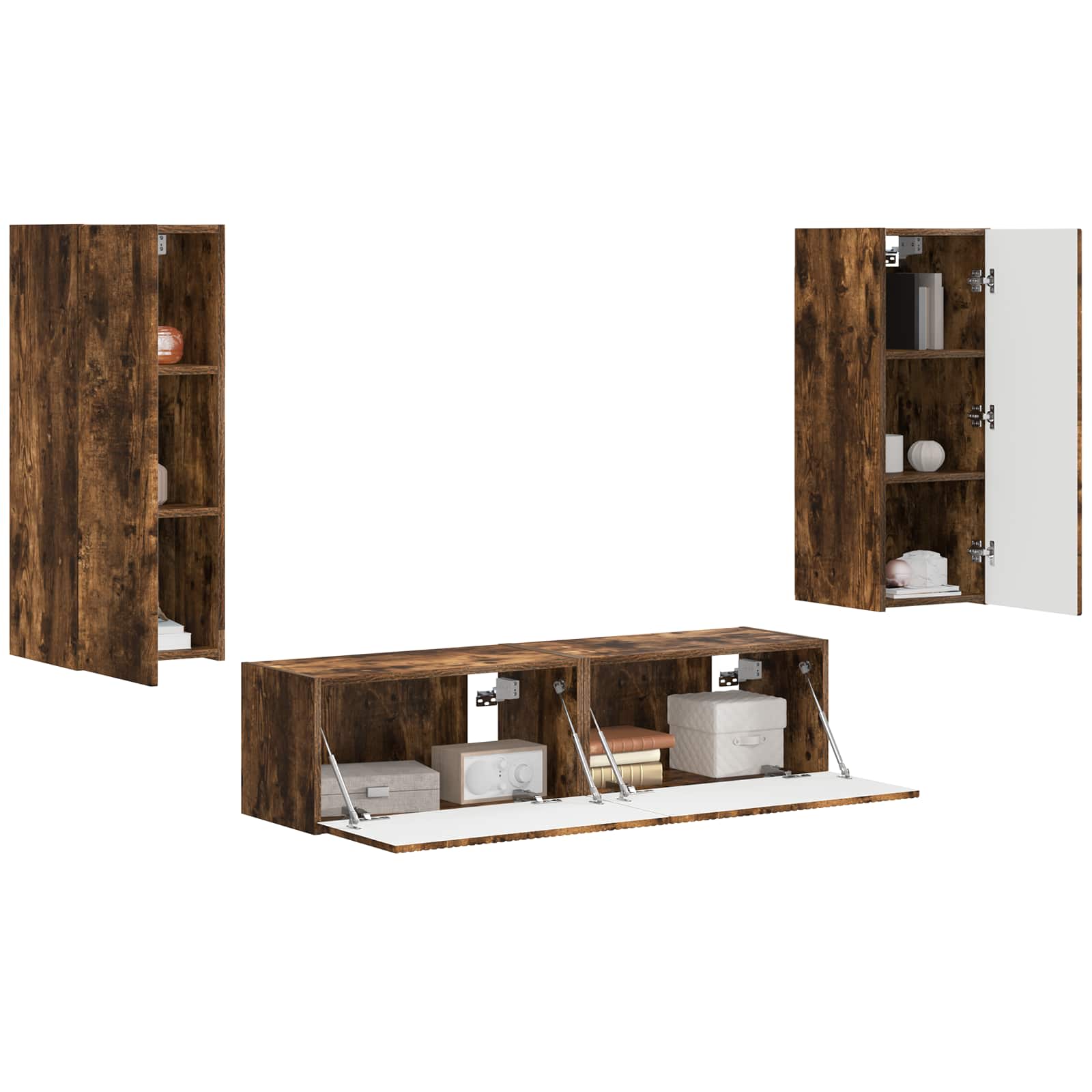 TV Cabinet Set 2 pcs Smoked Oak Engineered Wood
