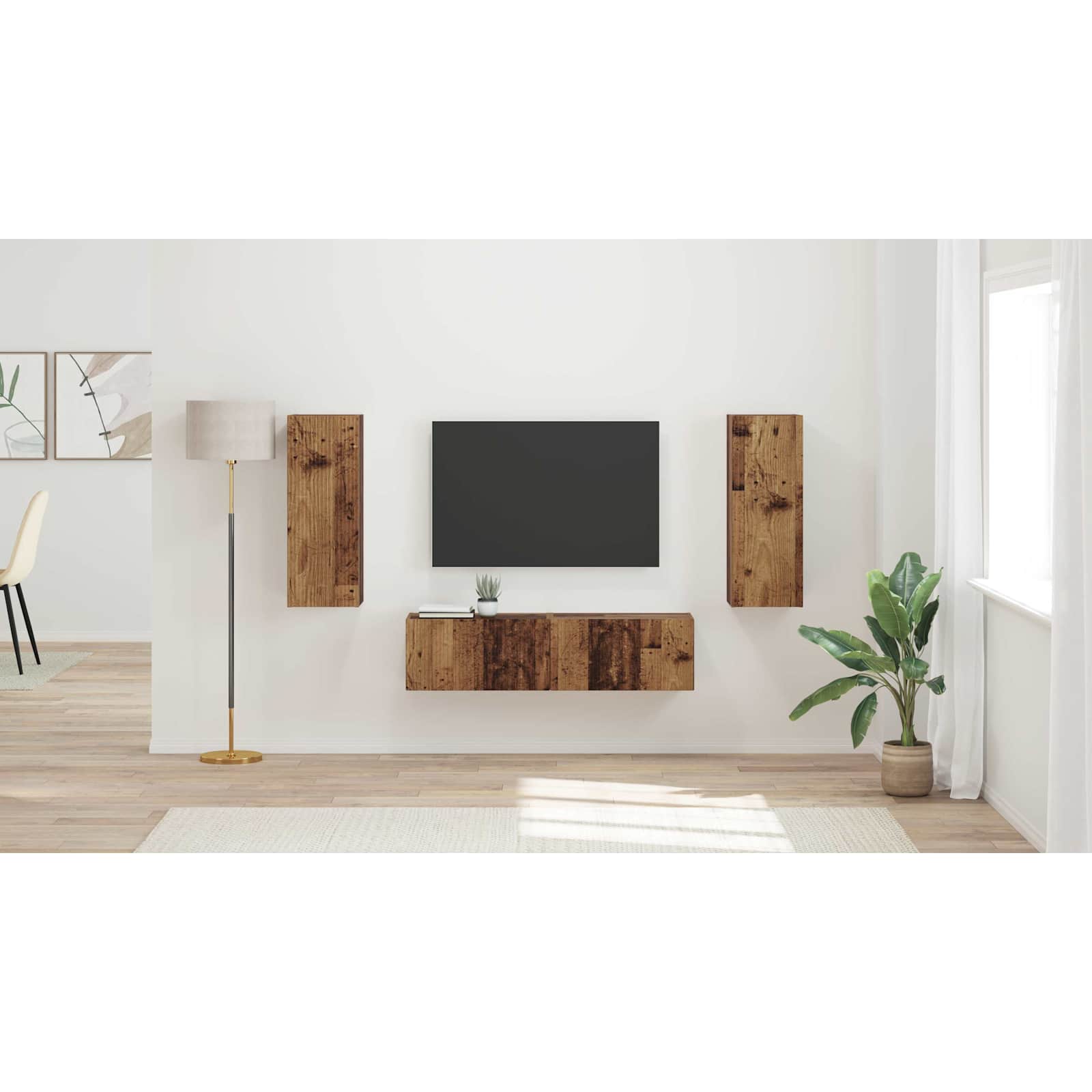 TV spintelių komplektas 2 pcs Senas medis Apdirbta mediena