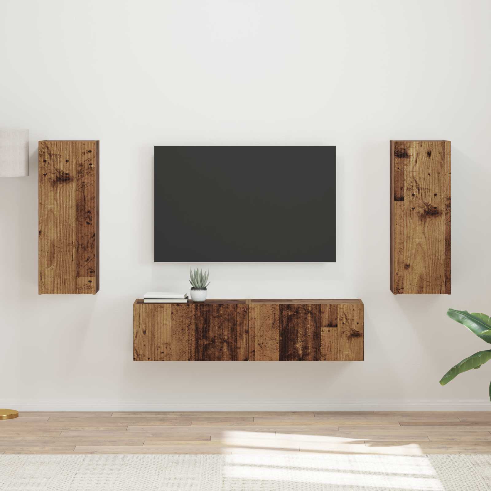 TV Cabinet Set 2 pcs Old Wood Engineered Wood