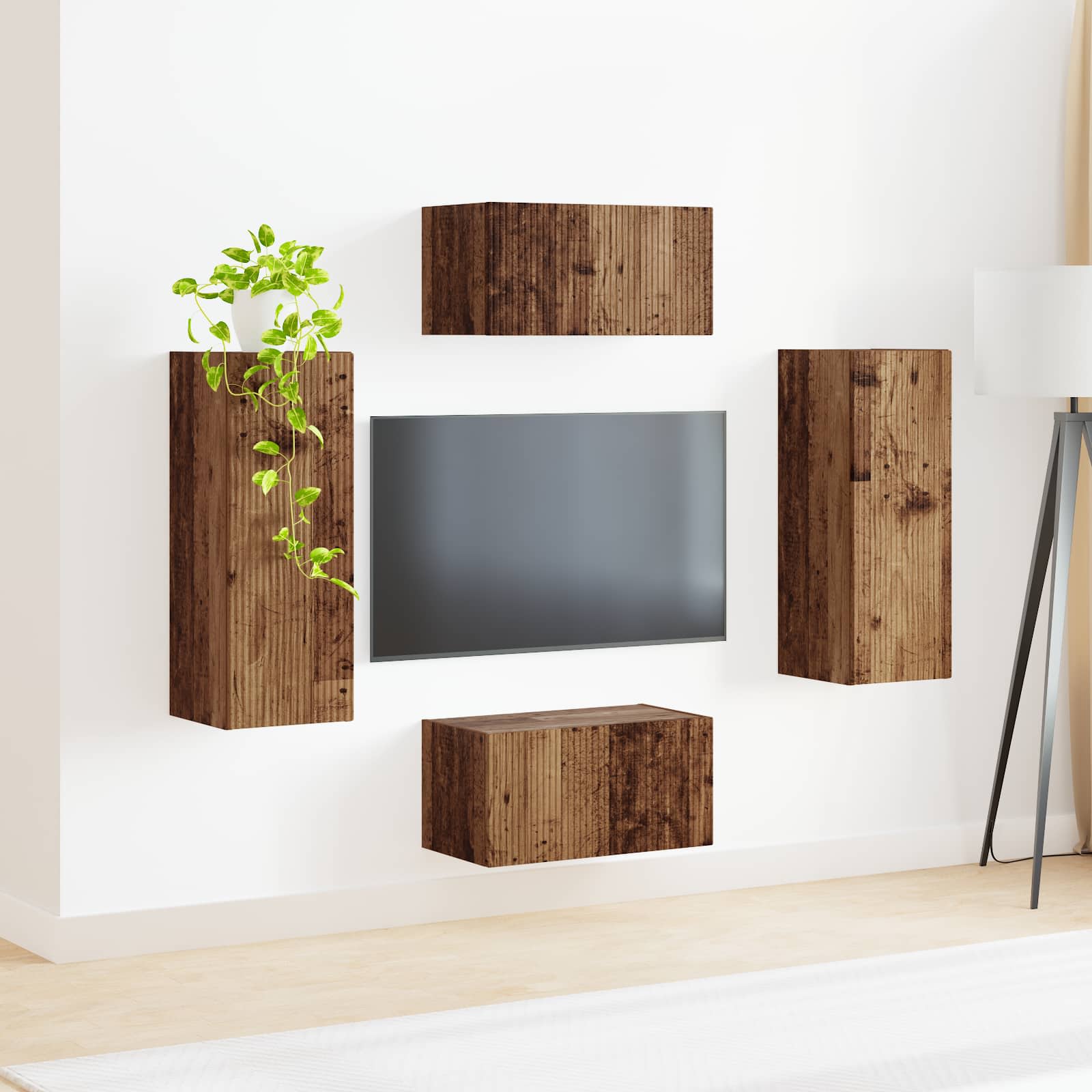 TV Cabinet Set 2 pcs Old Wood Engineered Wood