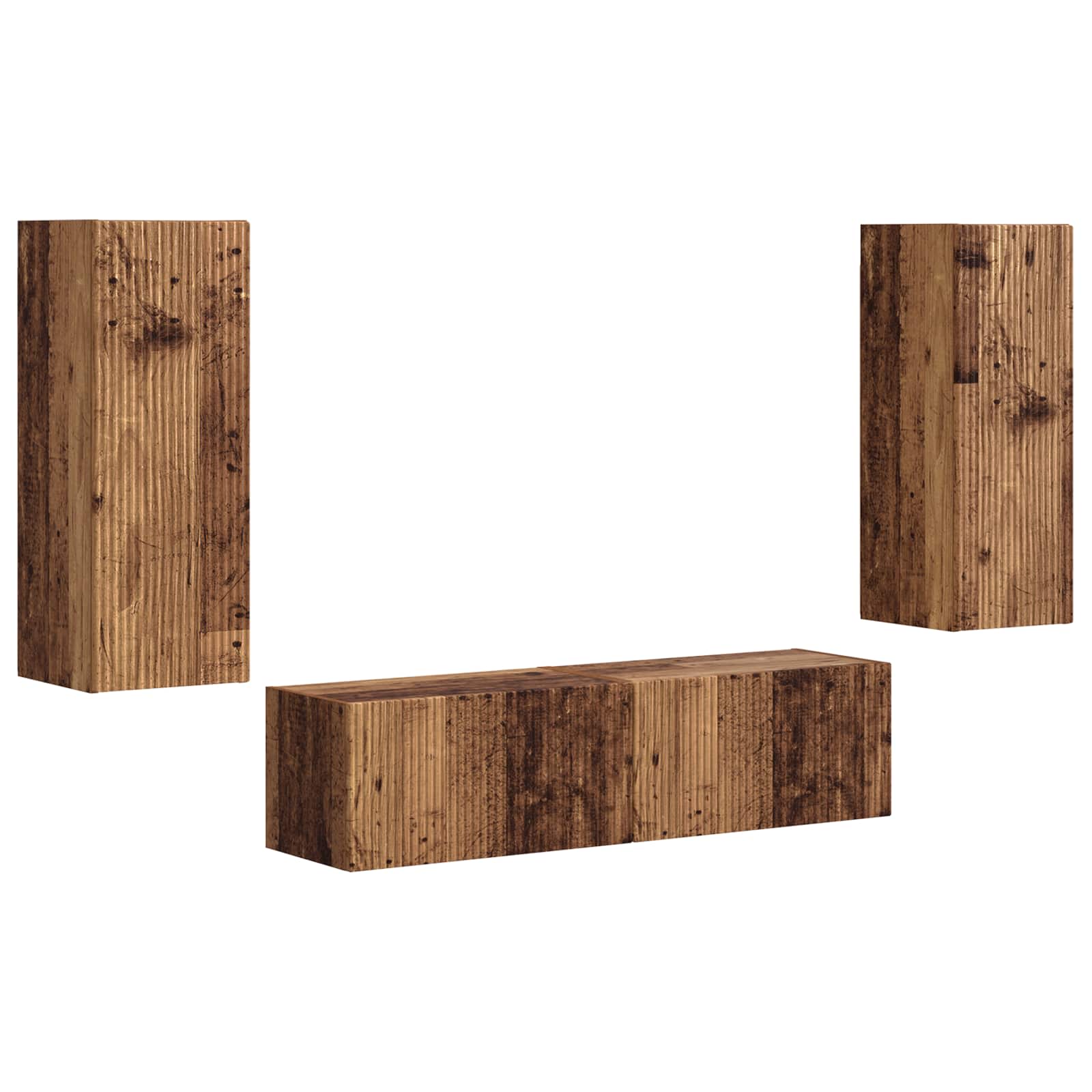 TV Cabinet Set 2 pcs Old Wood Engineered Wood