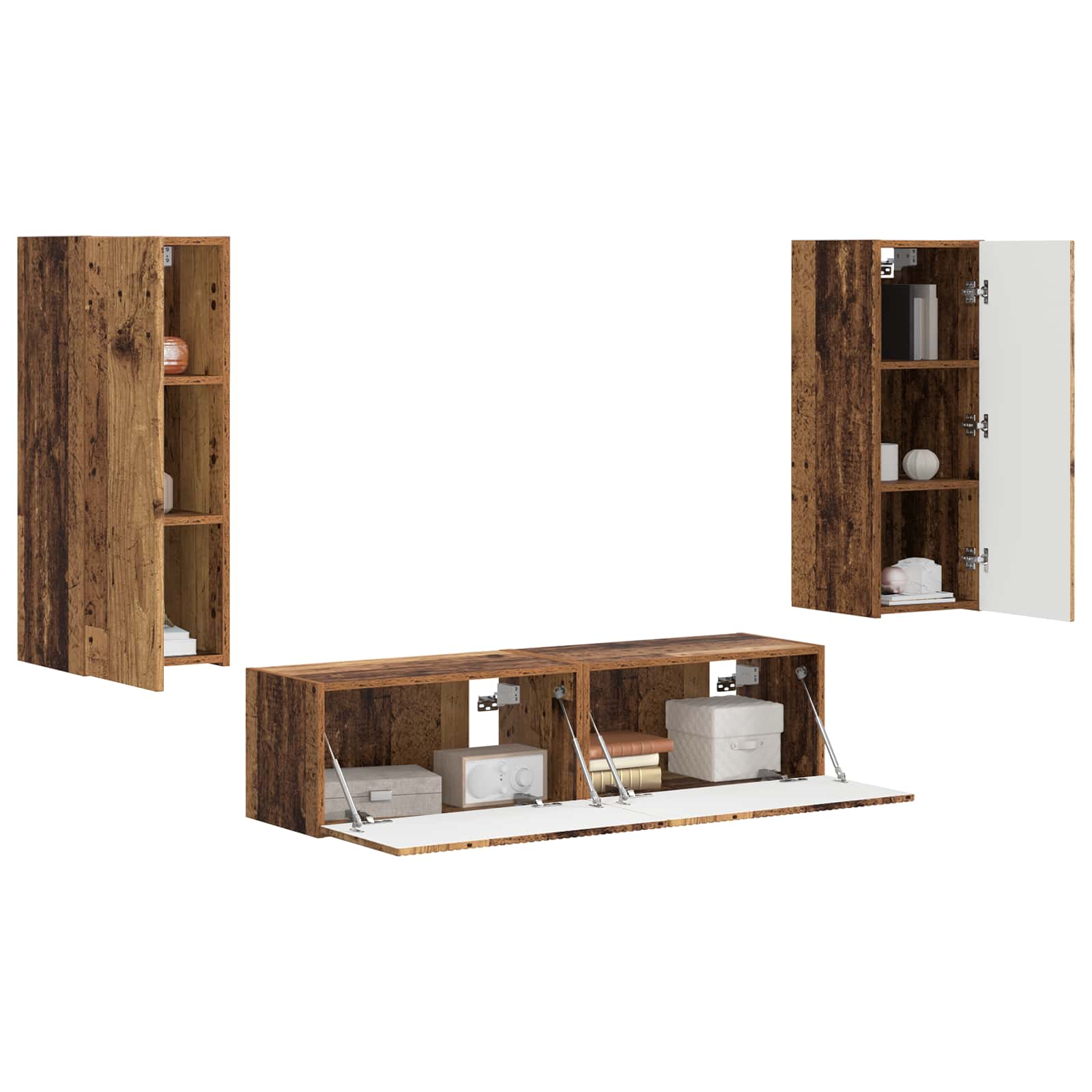 TV Cabinet Set 2 pcs Old Wood Engineered Wood