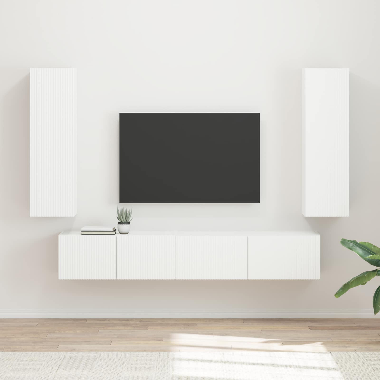 TV spintelių komplektas 3 vnt. Balta Apdirbta mediena