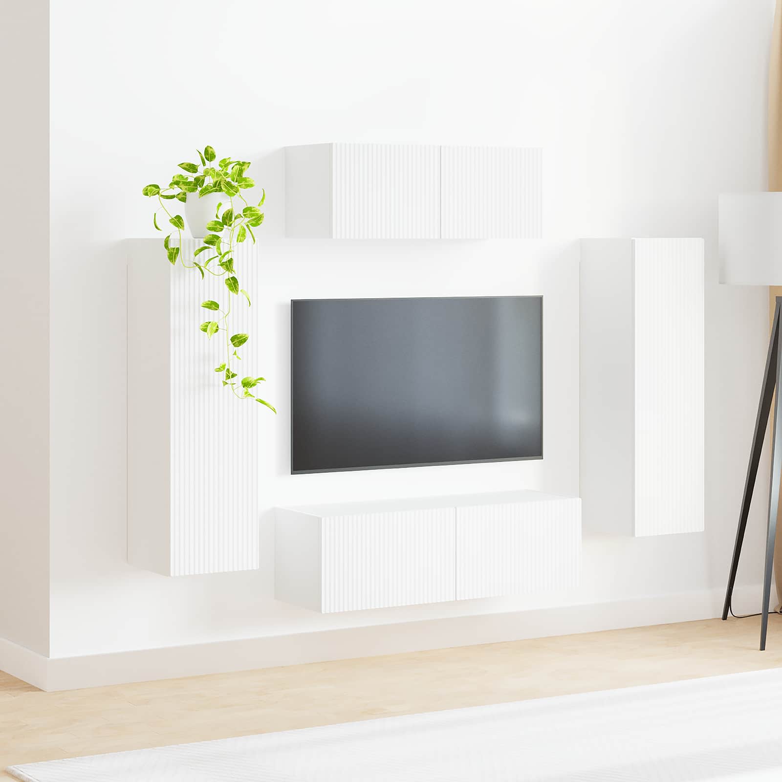 TV spintelių komplektas 3 vnt. Balta Apdirbta mediena