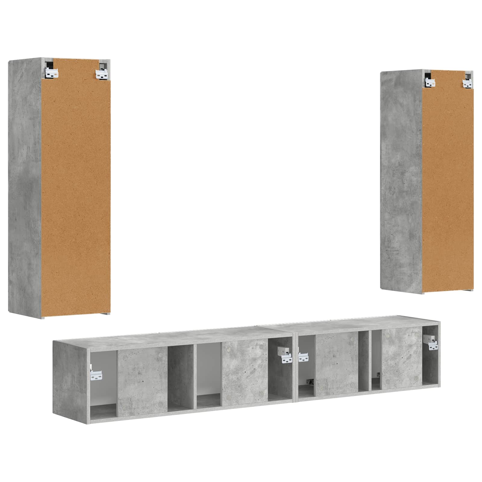 TV spintelių komplektas 3 pcs Betono pilka Apdirbta mediena