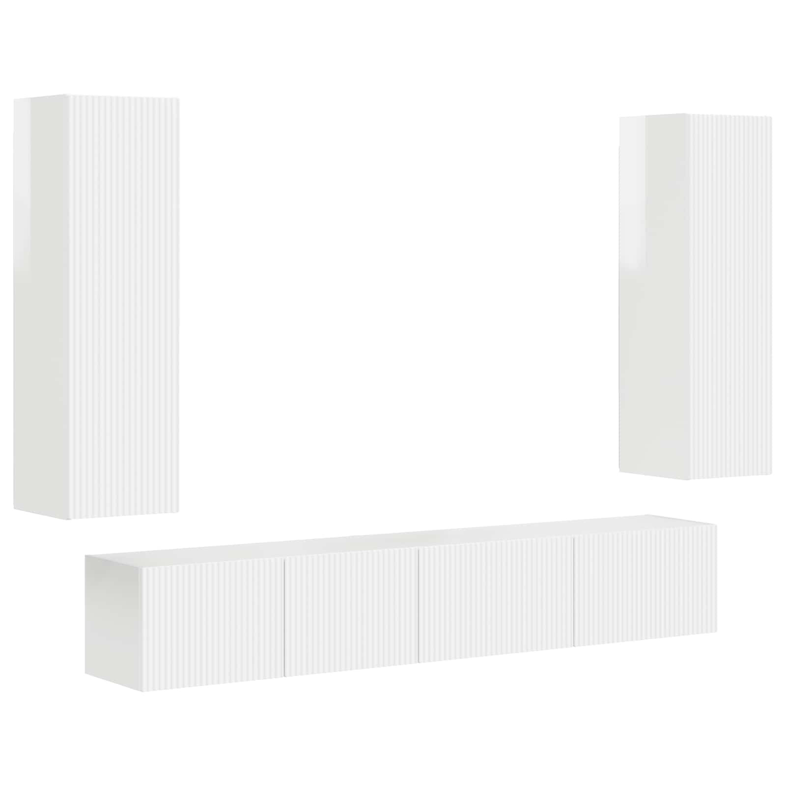 TV spintelių komplektas 3 pcs Aukštai blizganti balta