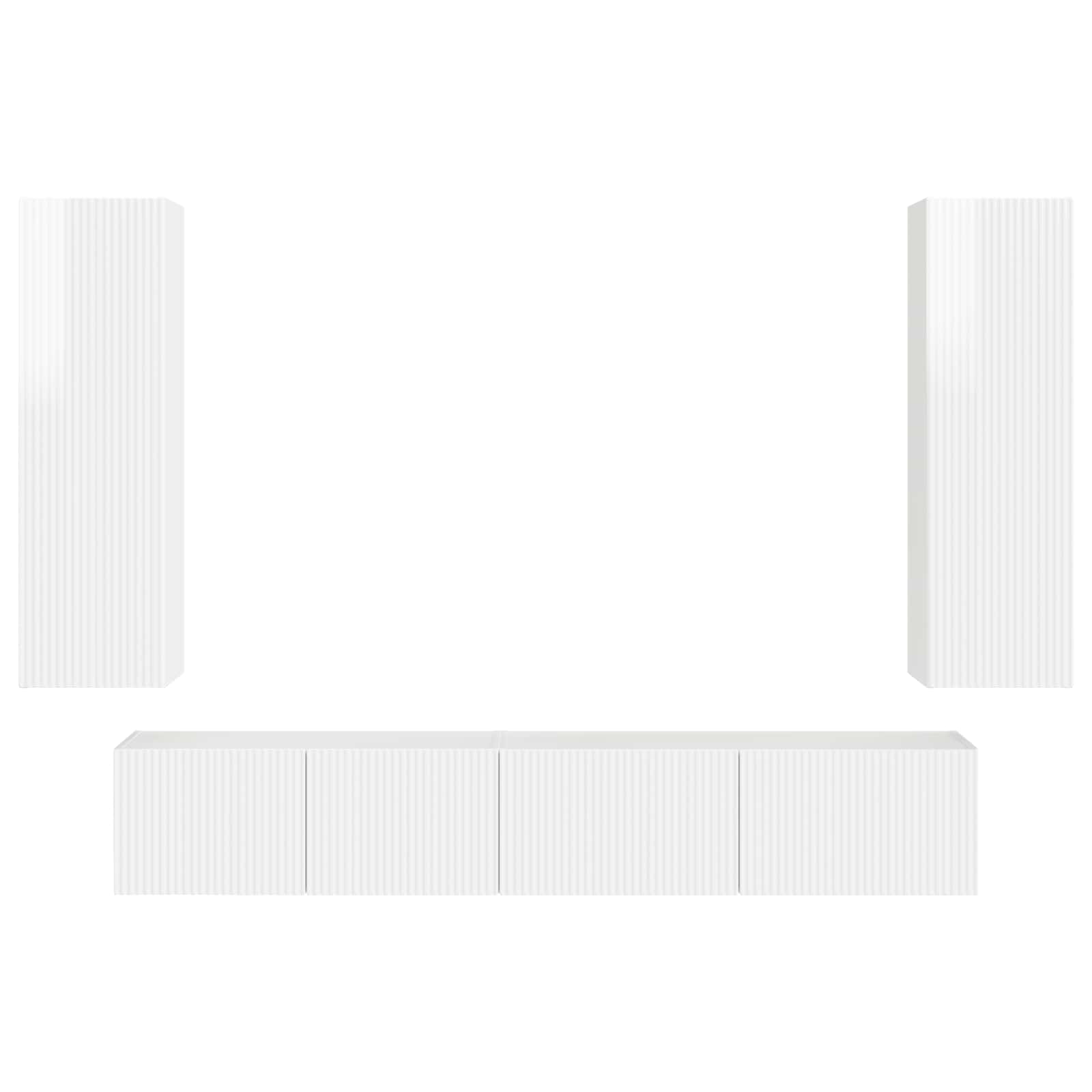 TV spintelių komplektas 3 pcs Aukštai blizganti balta