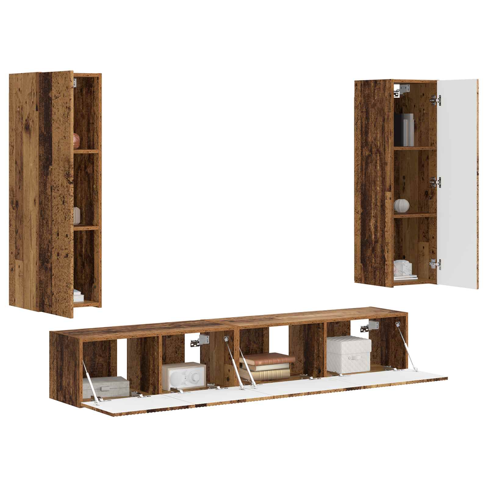 TV cabinet set 3 pcs Old wood Engineered wood