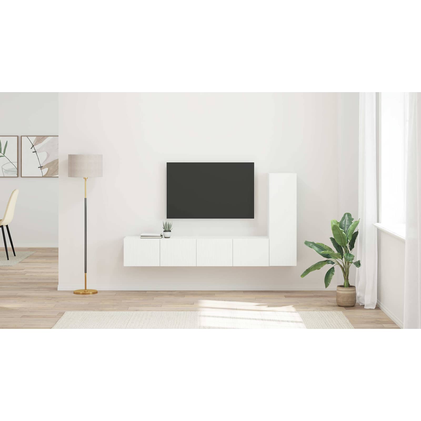 TV spintelių komplektas 2 pcs Balta Apdirbta mediena