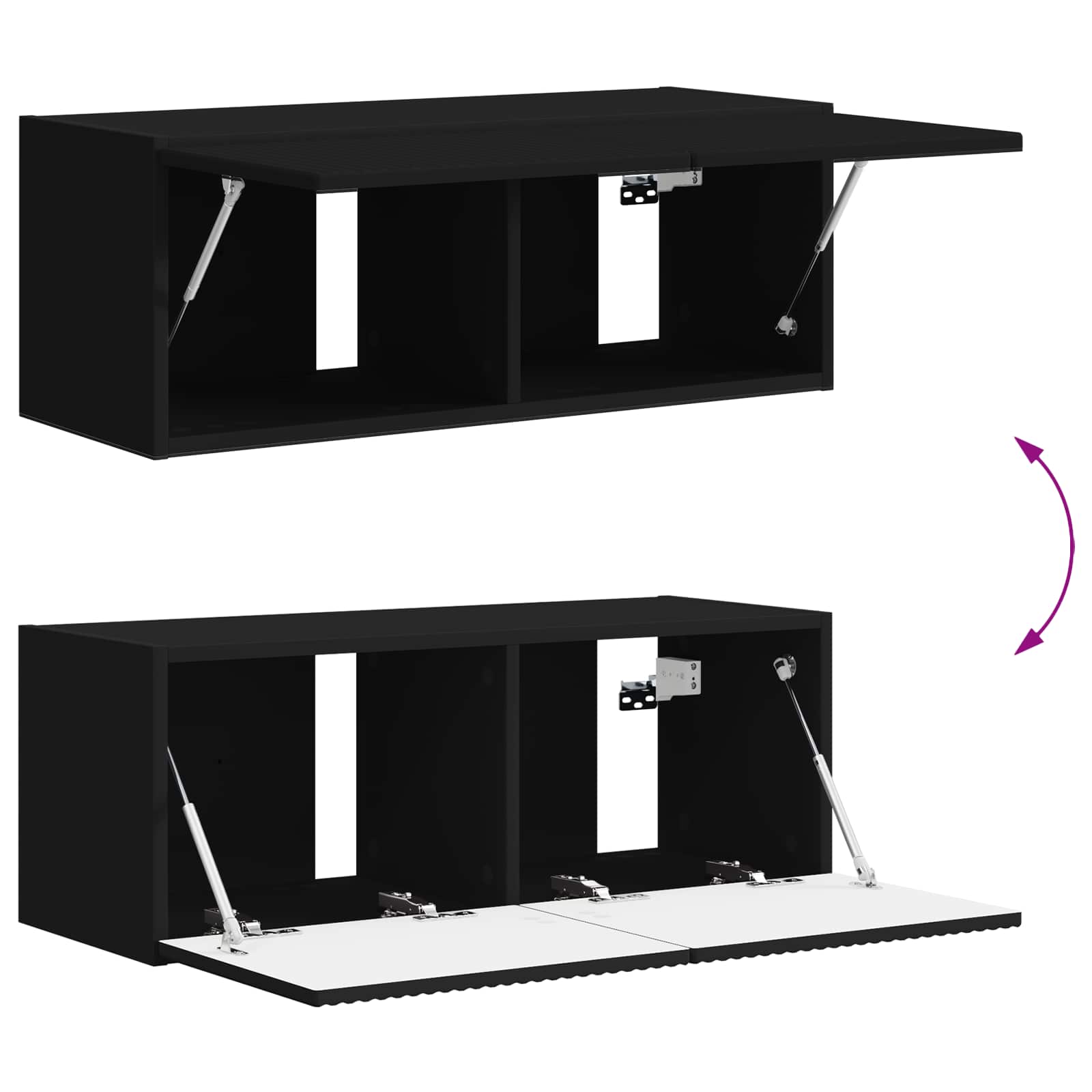 TV spintelių komplektas 3 pcs Juoda Apdirbta mediena