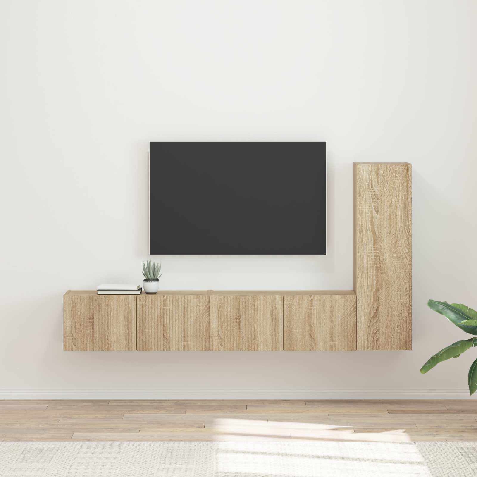TV spintelių komplektas 3 pcs Sonoma ąžuolas Apdirbta mediena