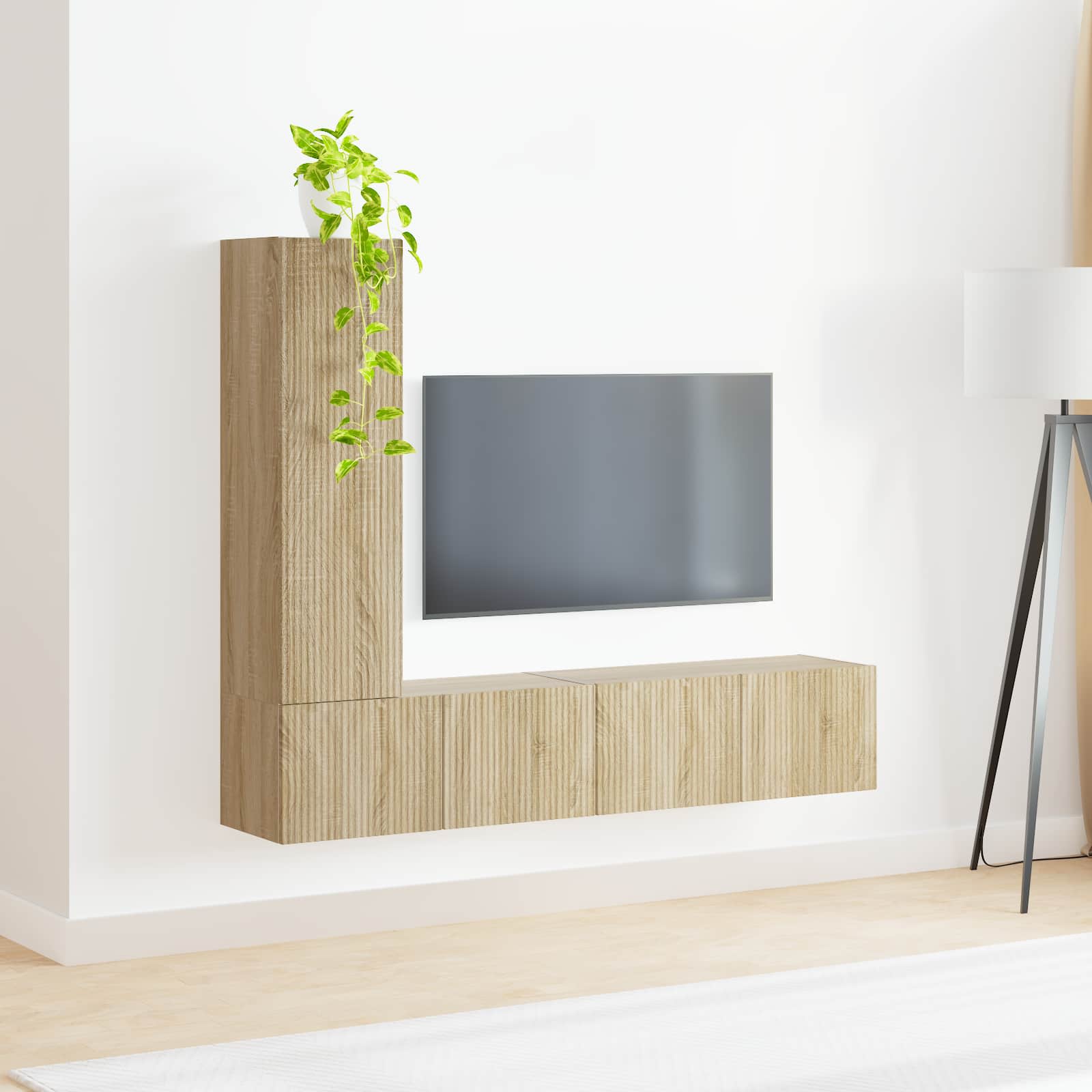 TV spintelių komplektas 3 pcs Sonoma ąžuolas Apdirbta mediena