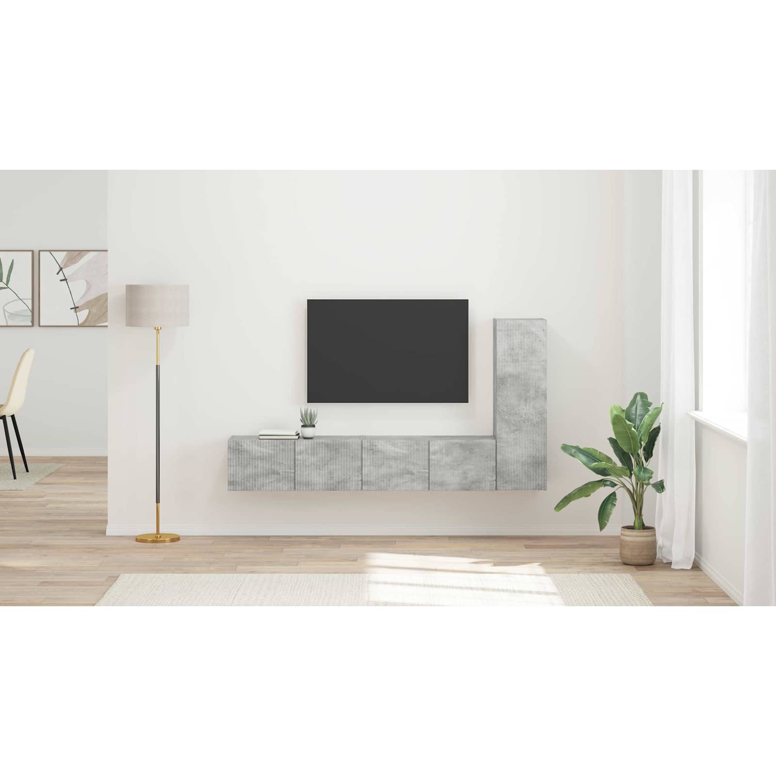 TV spintelių komplektas 2 pcs Betono pilka Apdirbta mediena