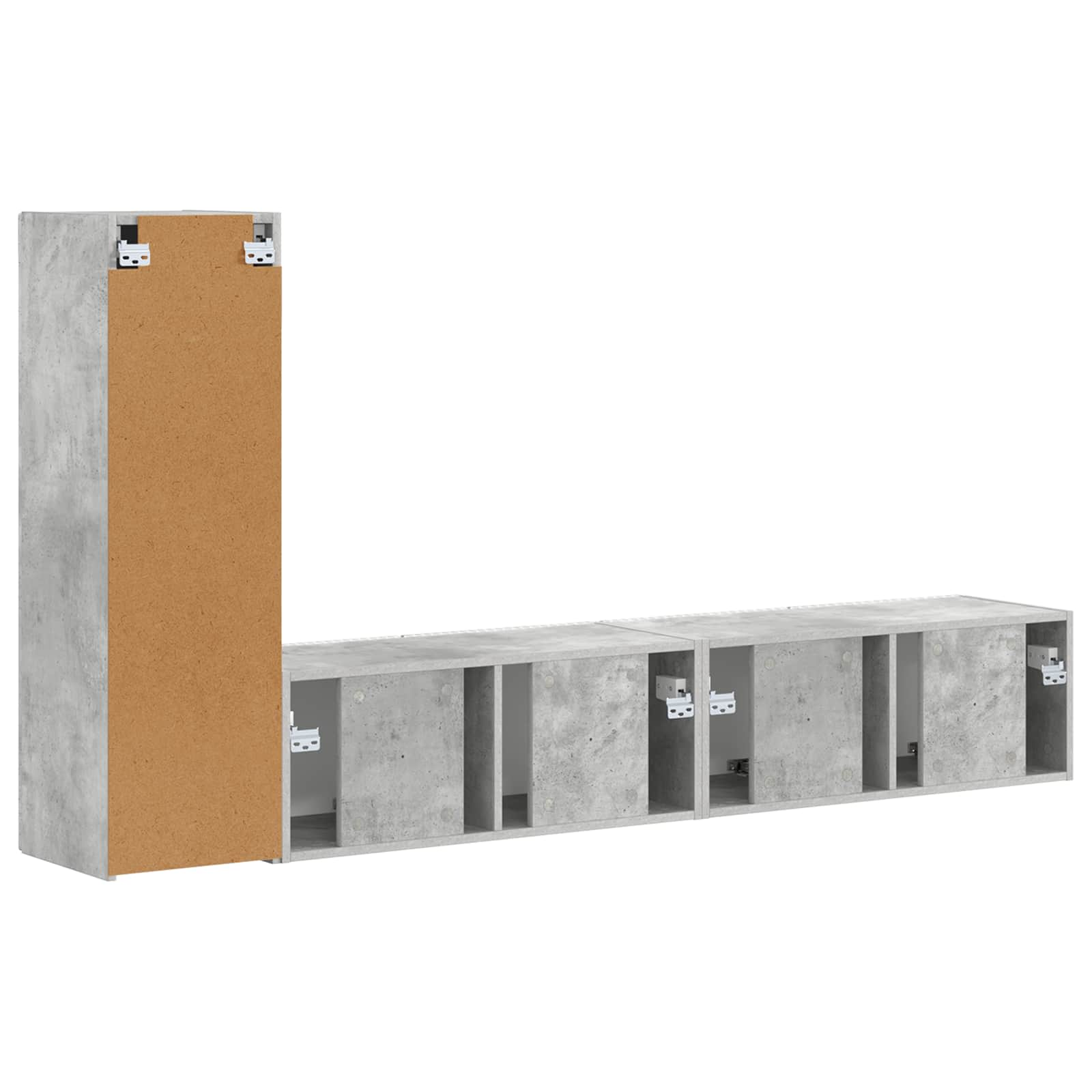 TV spintelių komplektas 2 pcs Betono pilka Apdirbta mediena