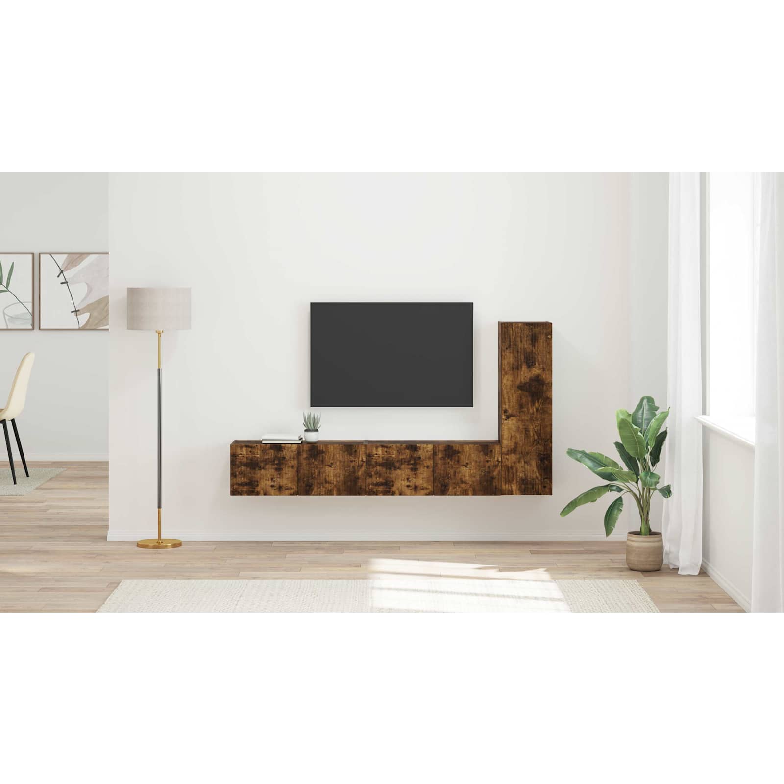 TV spintelių komplektas 2 pcs Rūkyta ąžuolas Apdirbta mediena
