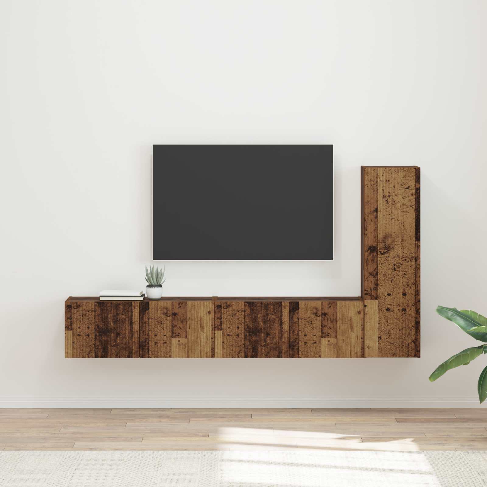 TV Cabinet Set 2 pcs Old Wood Engineered Wood