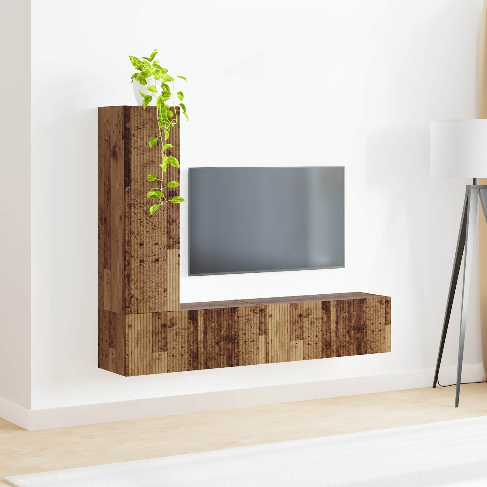 TV Cabinet Set 2 pcs Old Wood Engineered Wood