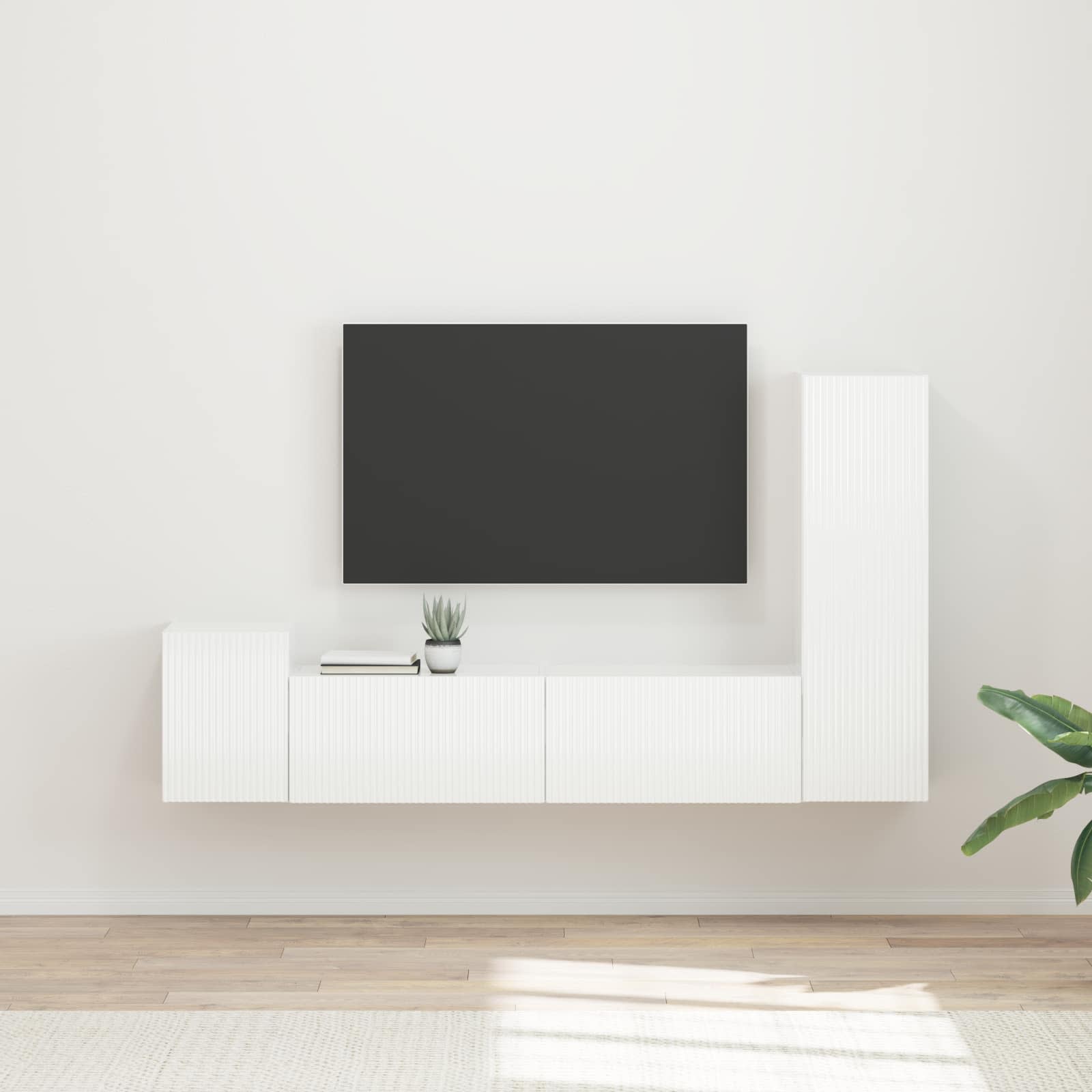 TV spintelių komplektas 4 pcs Aukštai blizganti balta