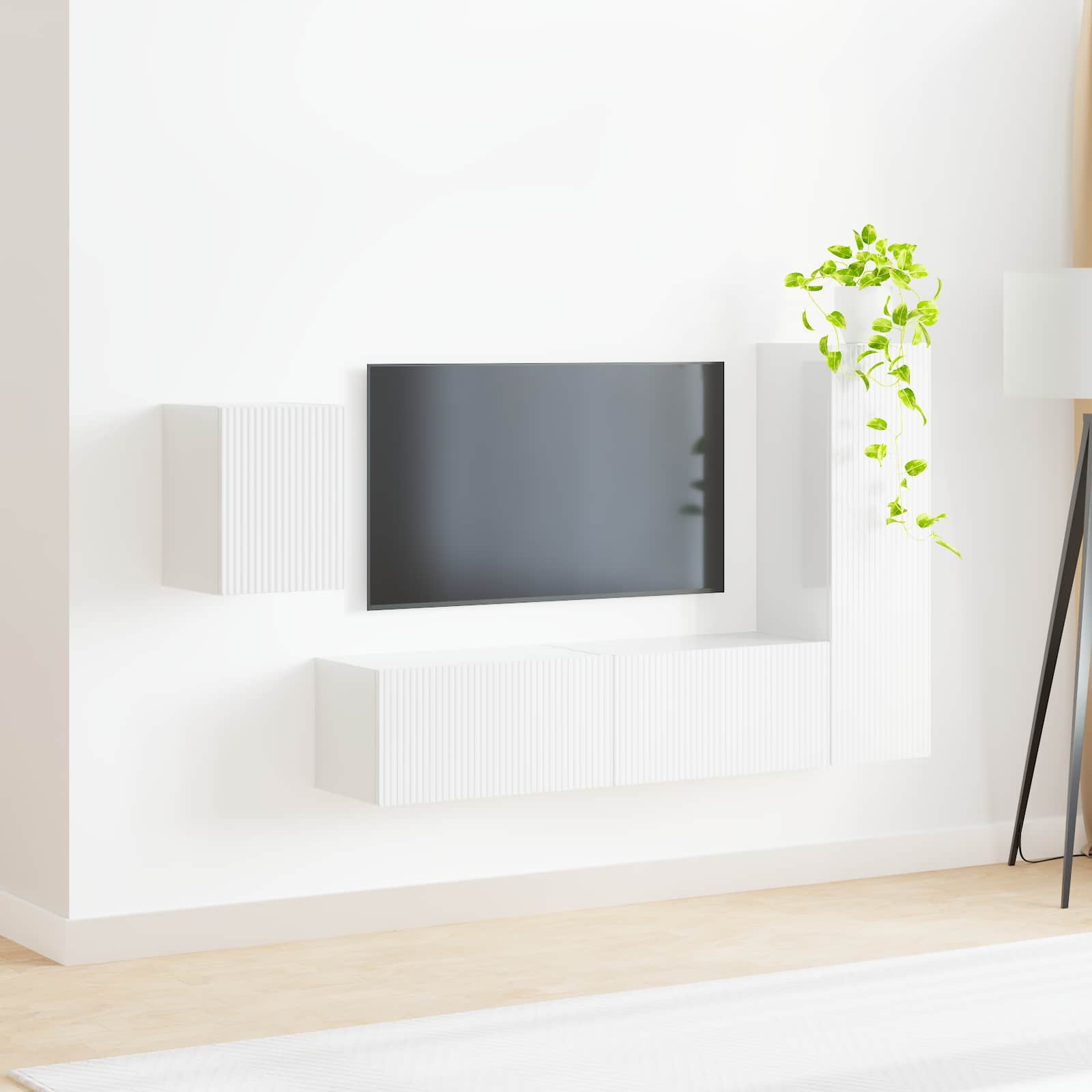 TV spintelių komplektas 4 pcs Aukštai blizganti balta