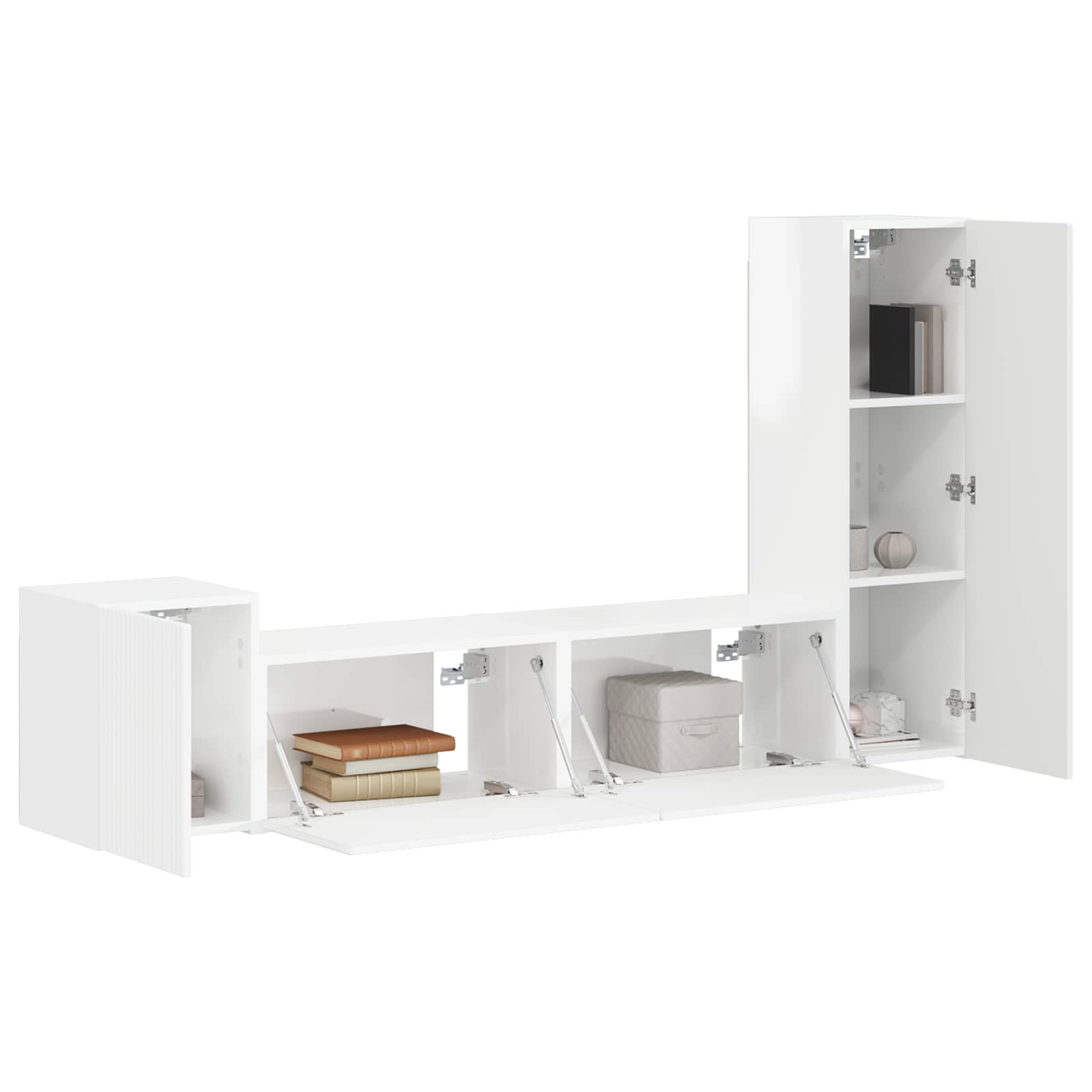 TV spintelių komplektas 4 pcs Aukštai blizganti balta