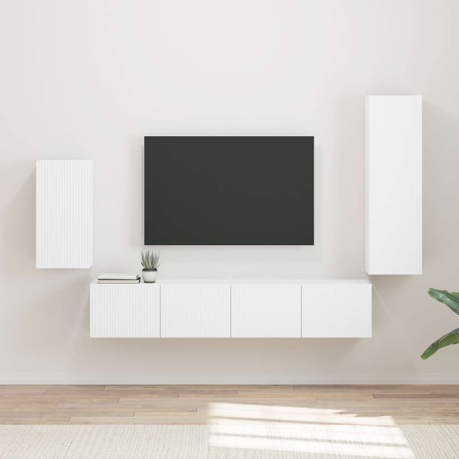 TV skapju komplekts 3 gab. Balts Inženierijas koks