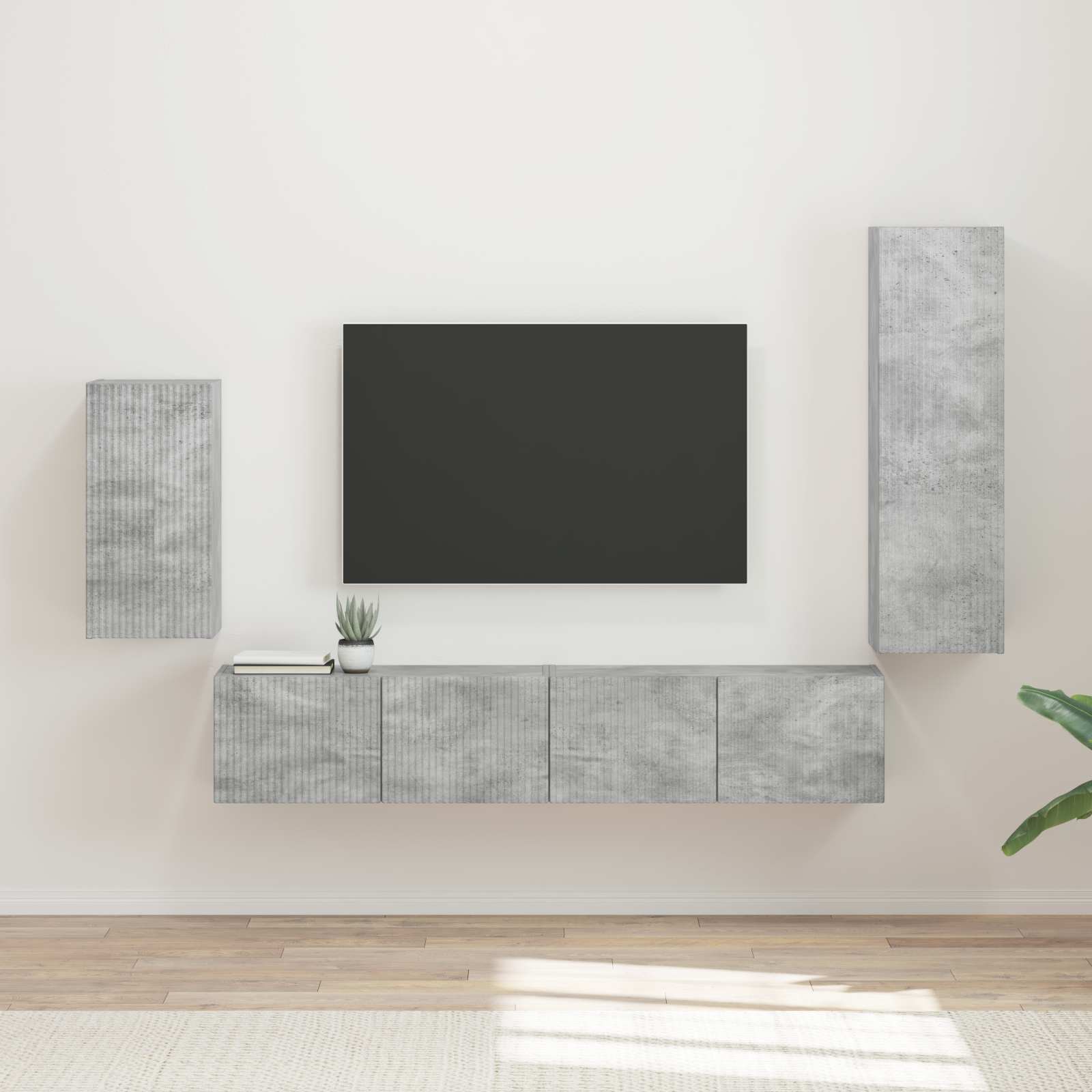 TV spintelių komplektas 3 pcs Betono pilka Apdirbta mediena