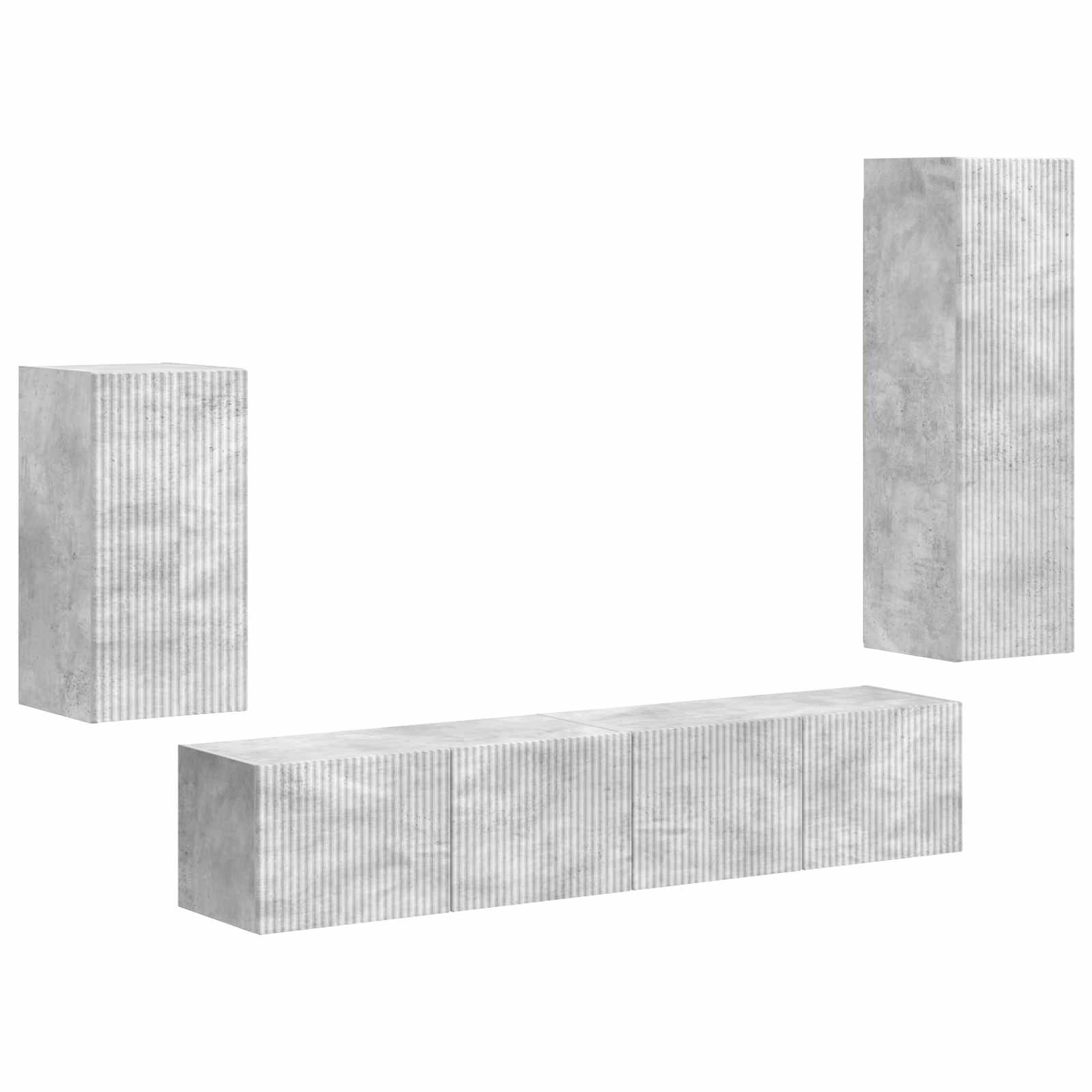 TV spintelių komplektas 3 pcs Betono pilka Apdirbta mediena
