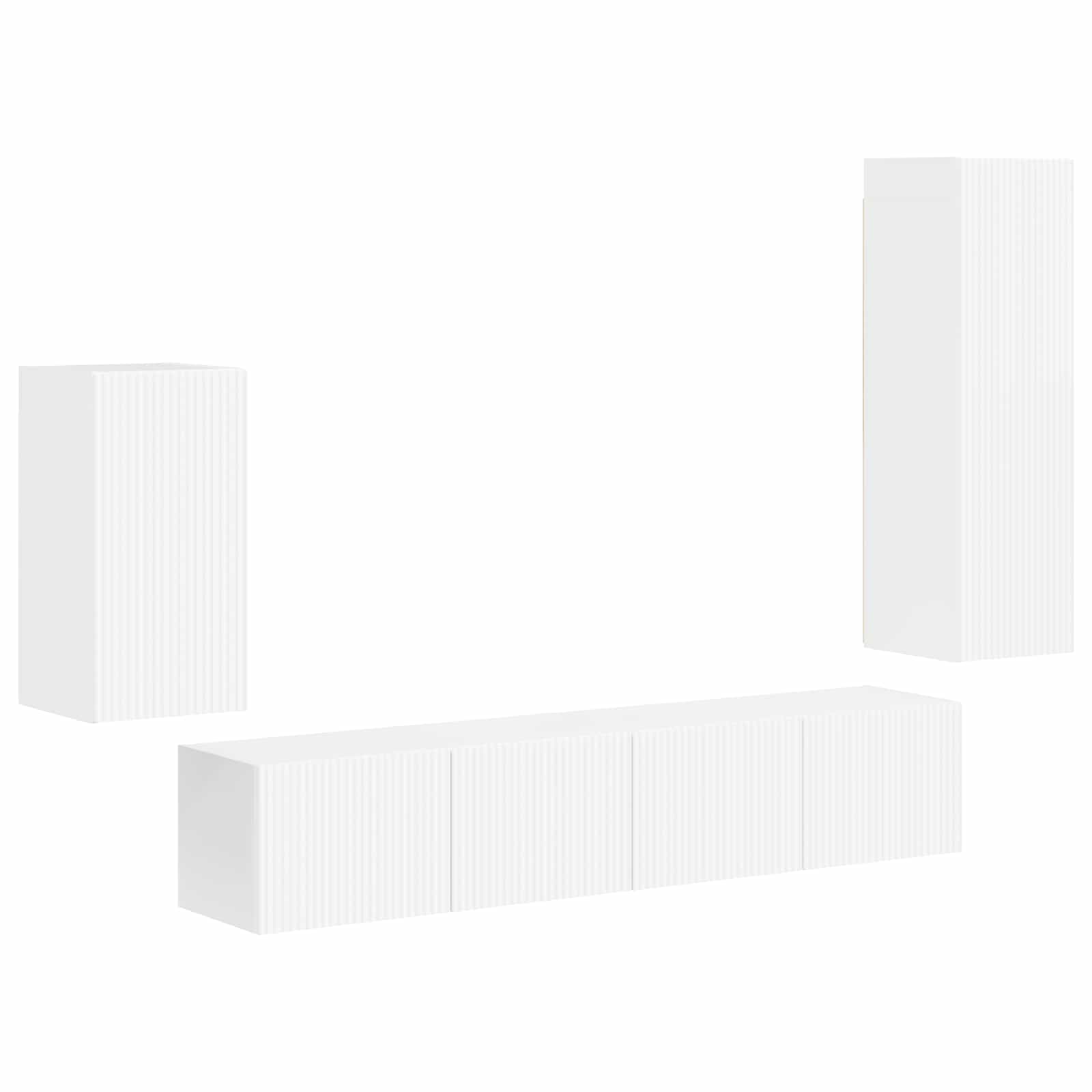 TV spintelių komplektas 3 pcs Aukštai blizganti balta