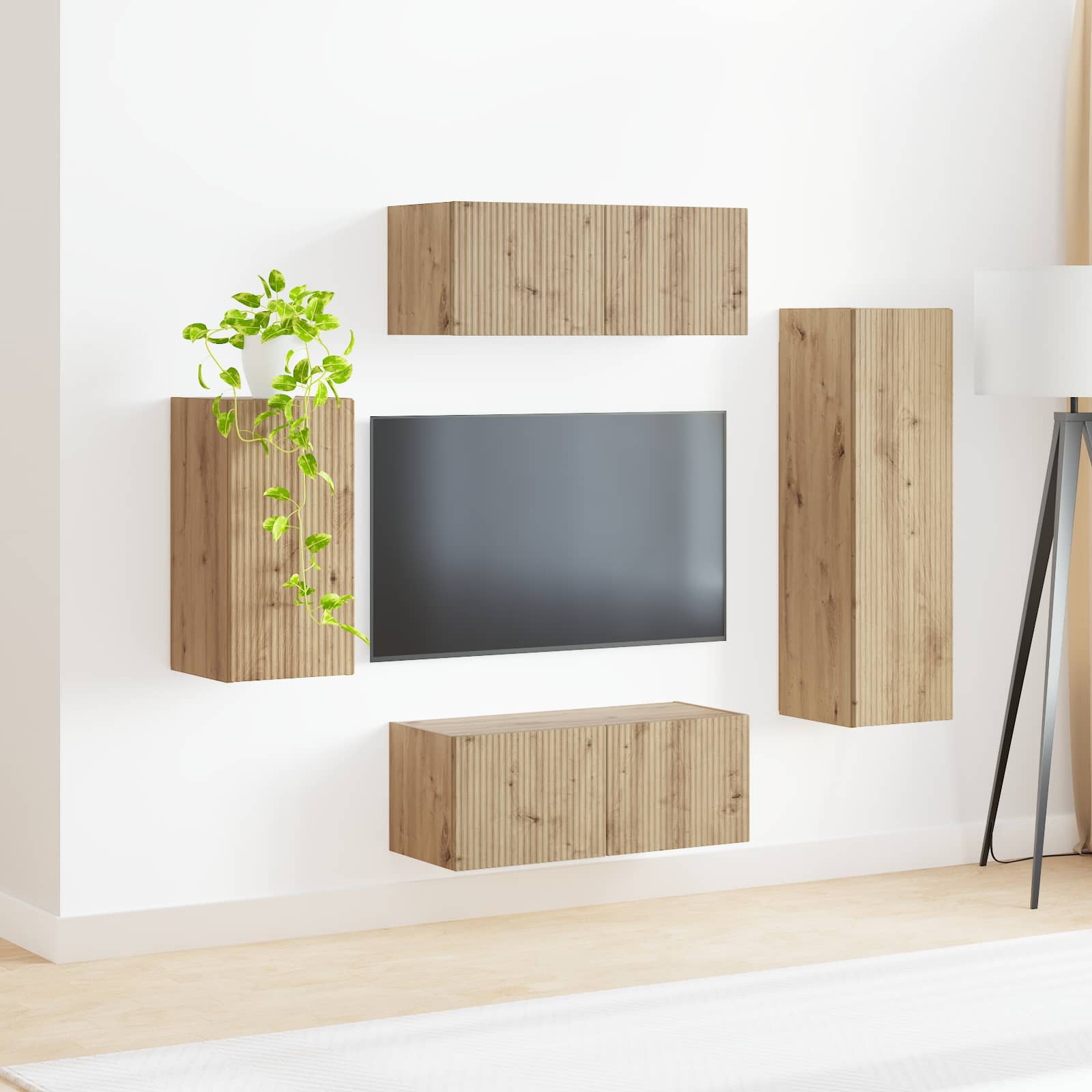 TV cabinet set 3 pcs Craftsmen Oak