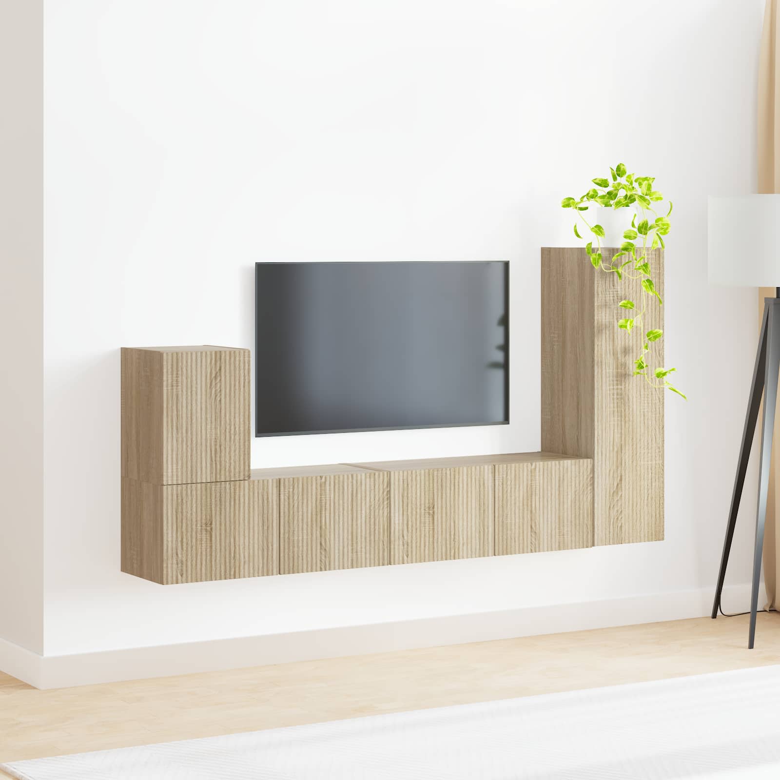 TV spintelių komplektas 3 pcs Sonoma ąžuolas Apdirbta mediena
