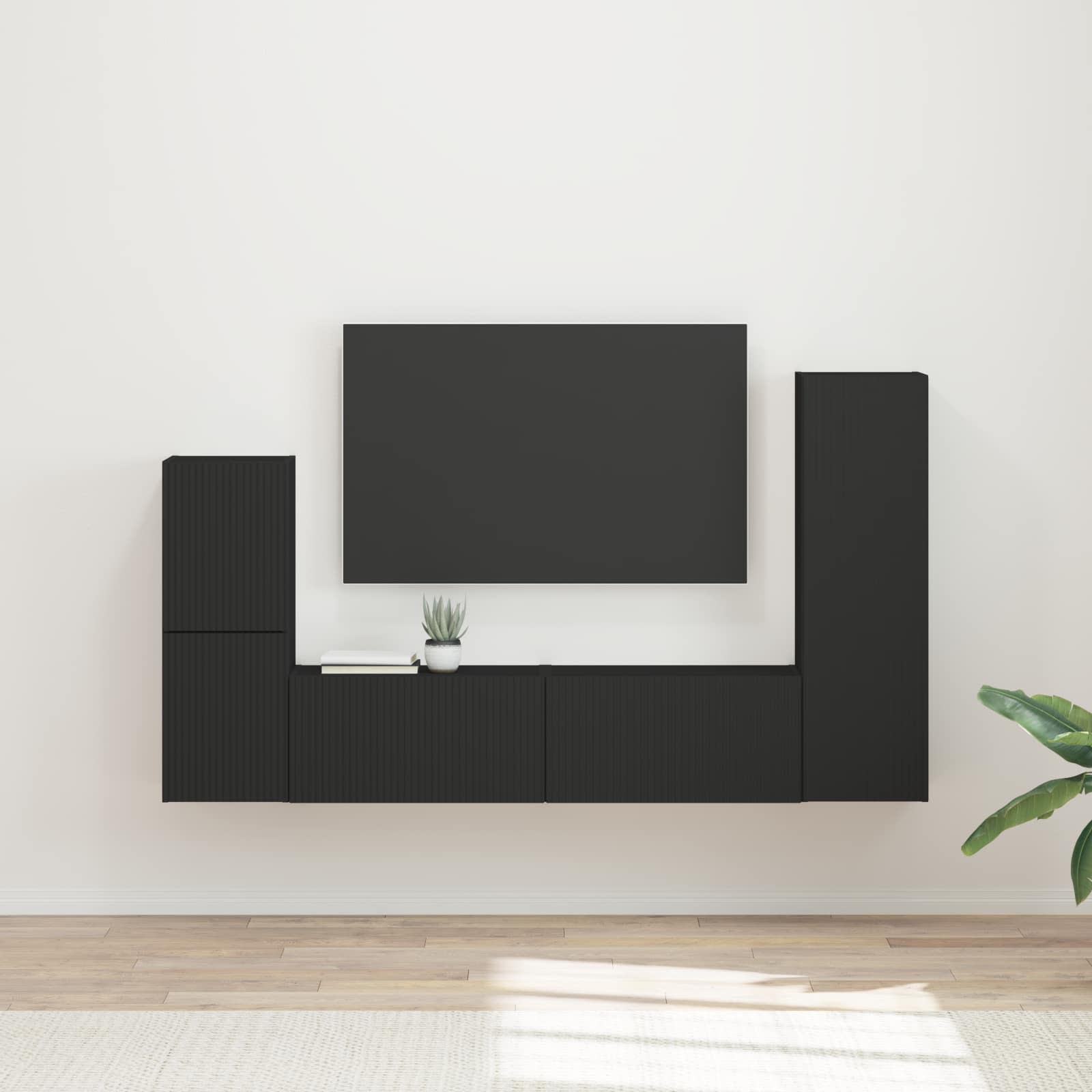 TV spintelių komplektas 4 vnt. Juoda Apdirbta mediena