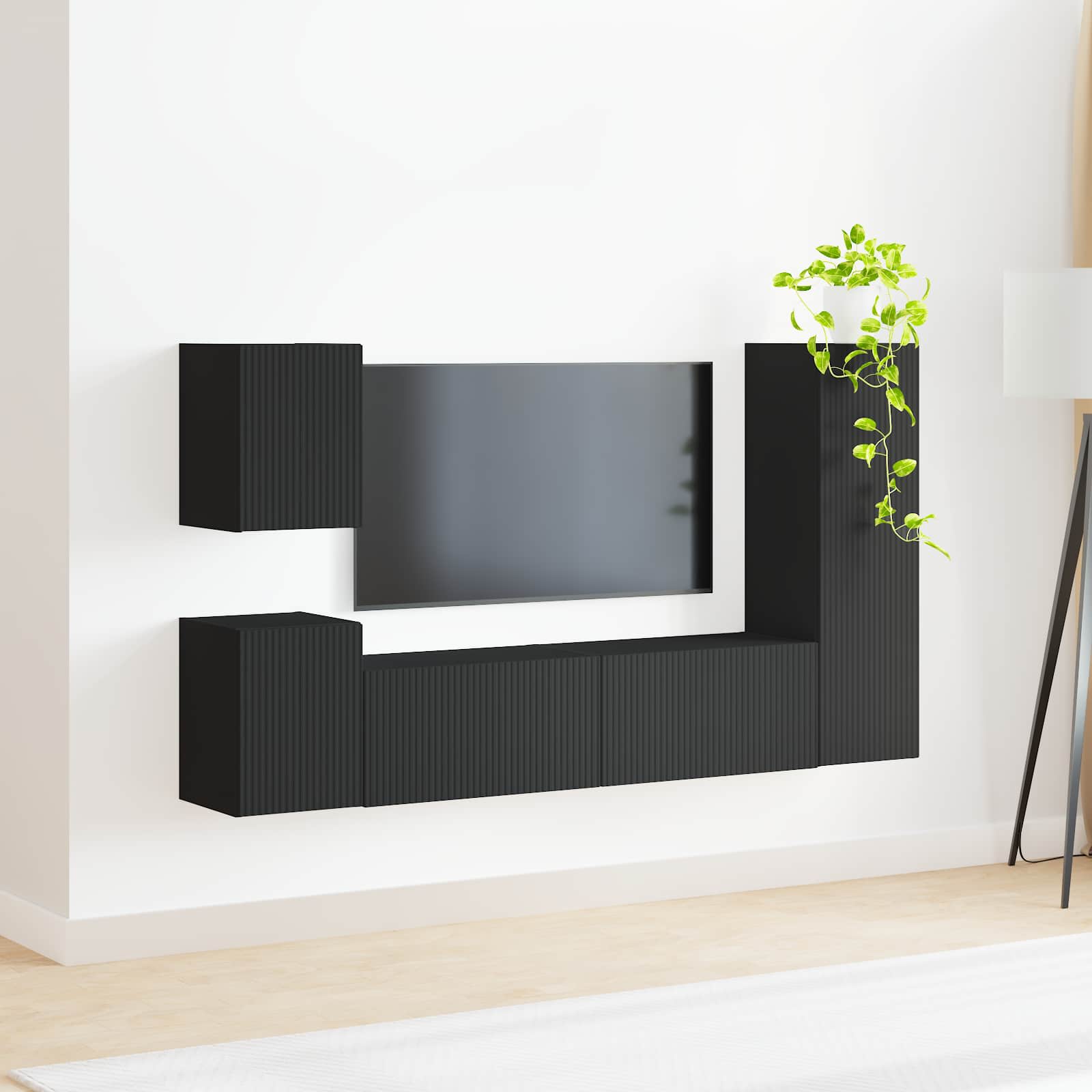 TV spintelių komplektas 4 vnt. Juoda Apdirbta mediena