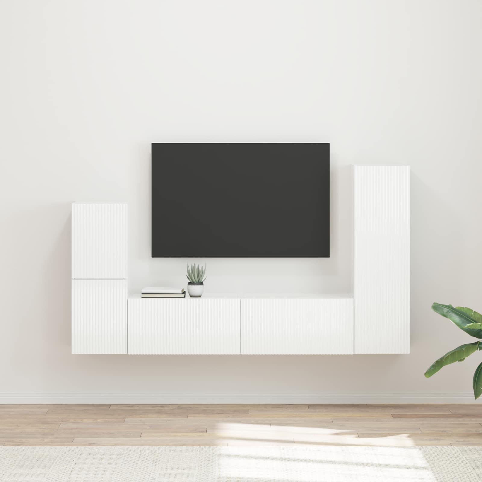 TV skapju komplekts 4 gab. Spīdīgi balts
