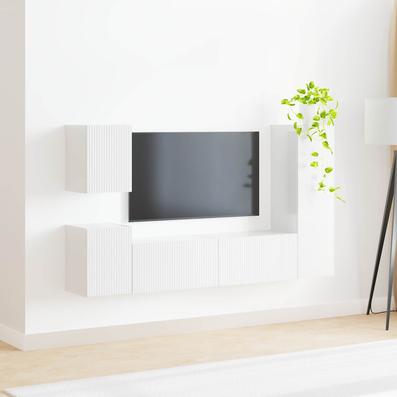 TV skapju komplekts 4 gab. Spīdīgi balts