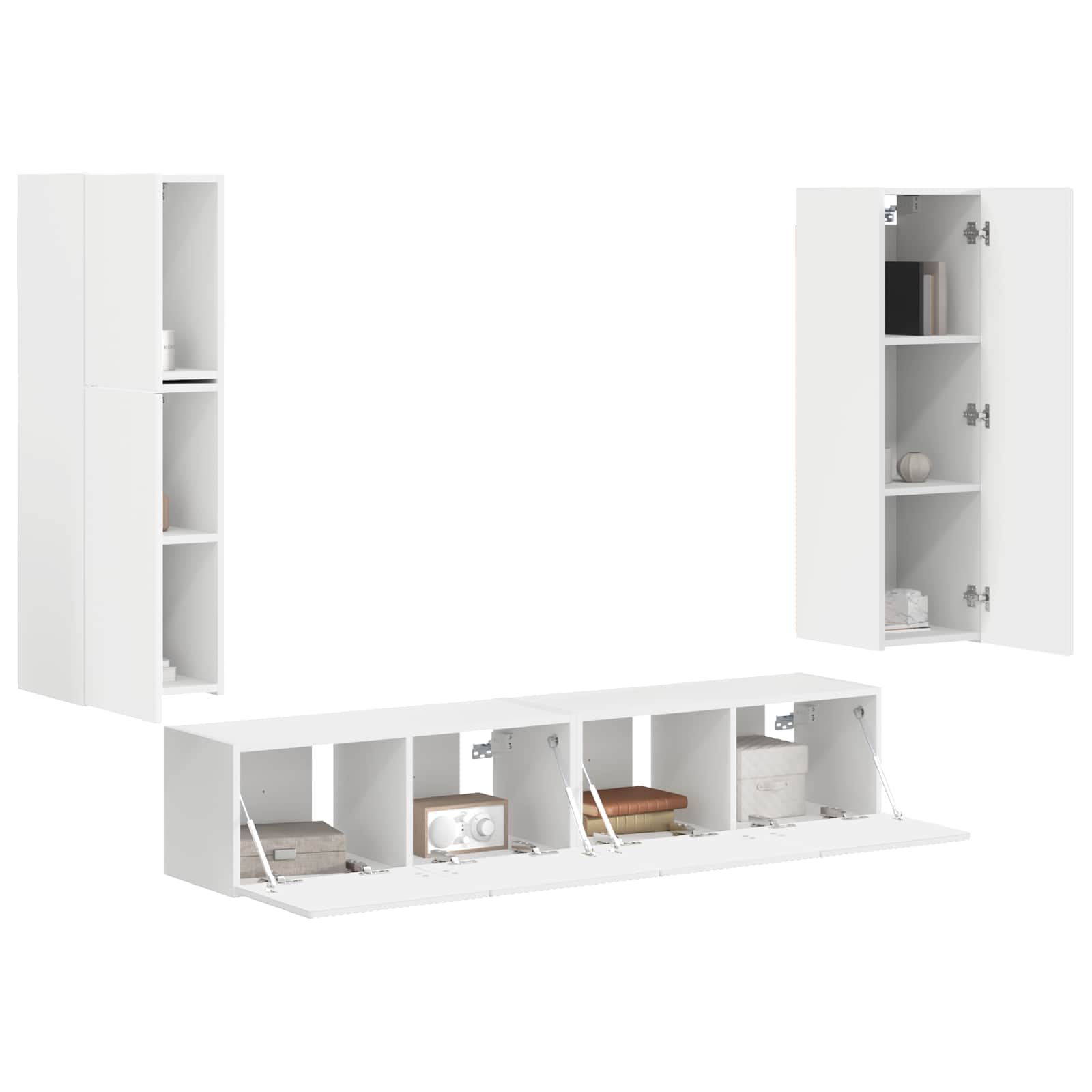 TV spintelių komplektas 4 pcs Balta Apdirbta mediena