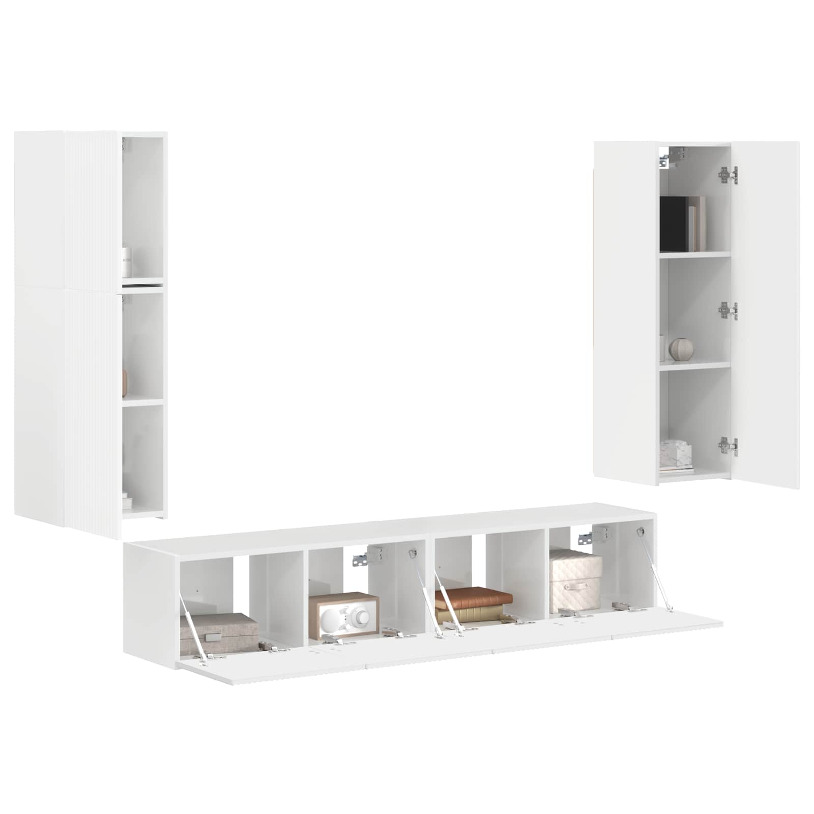 TV spintelių komplektas 4 pcs Aukštai blizganti balta